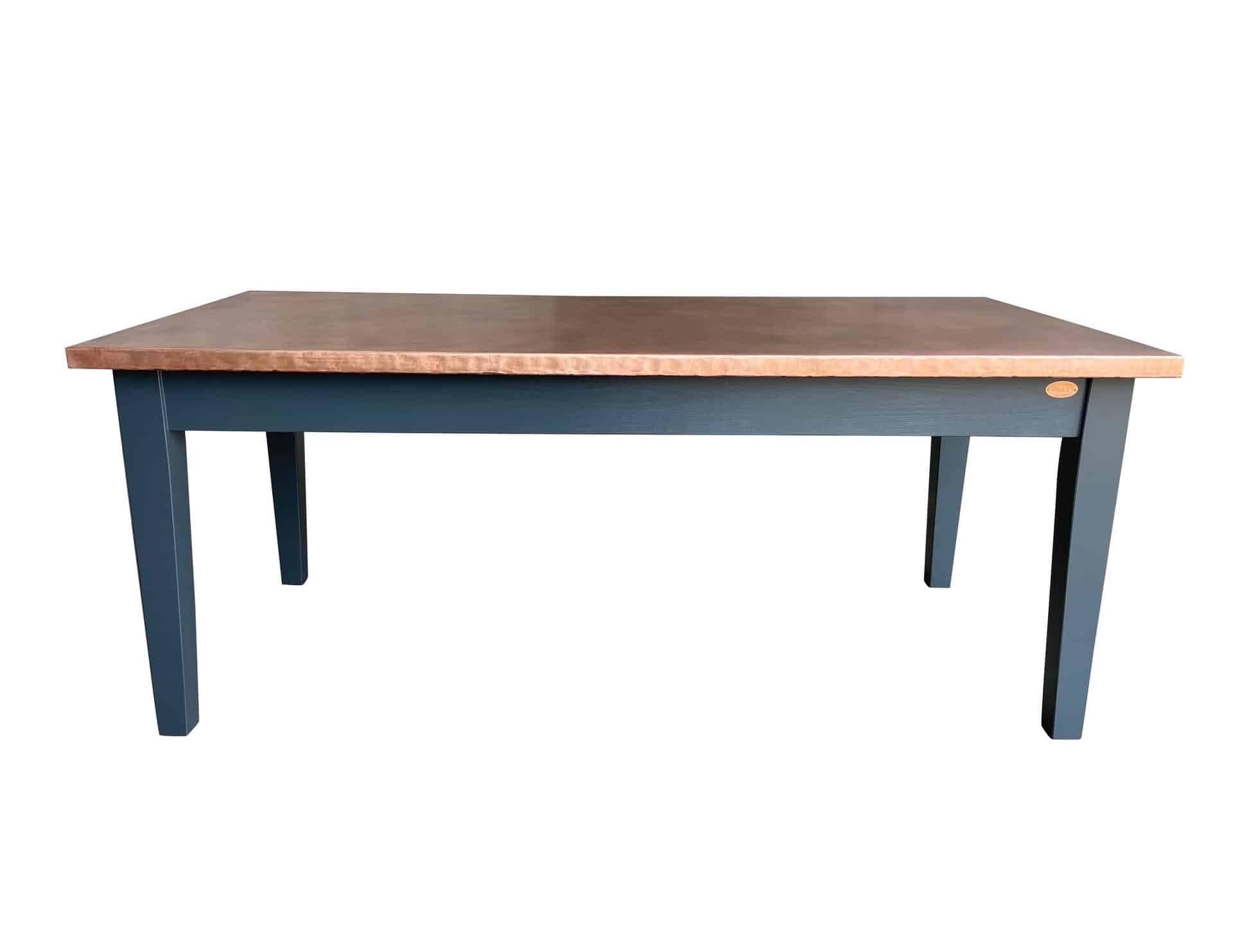 Bespoke Dining Copper Top Table With Painted Base