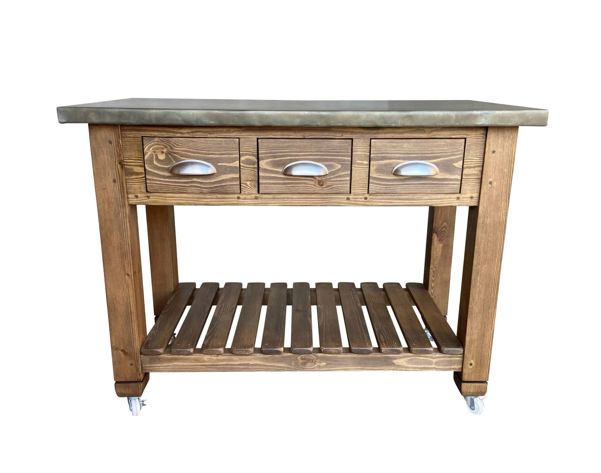 Bespoke Antique Zinc Kitchen Unit With Drawers and Shelf