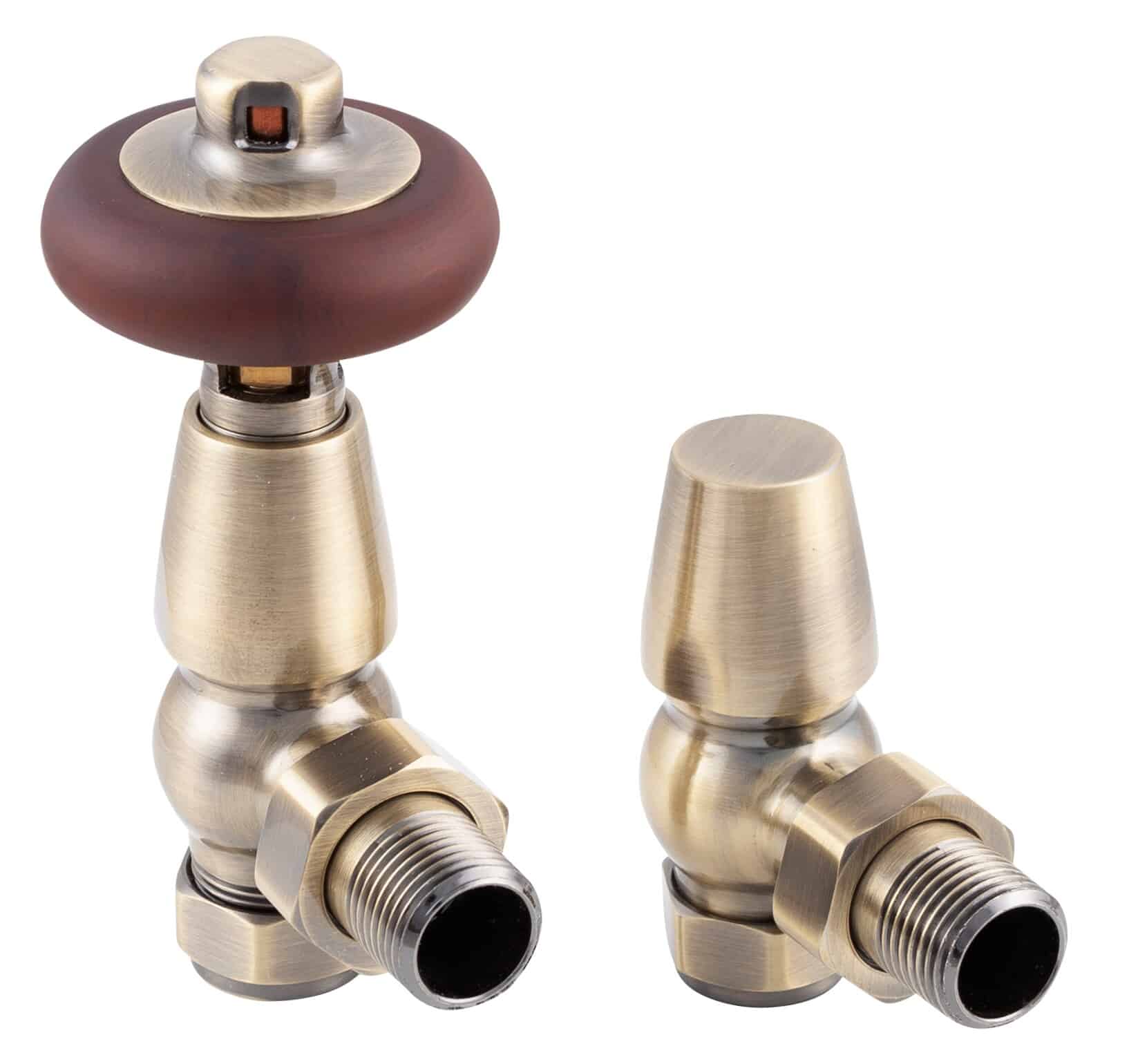 Pair Of Carron Kingsgrove Antique Brass Radiator Valves