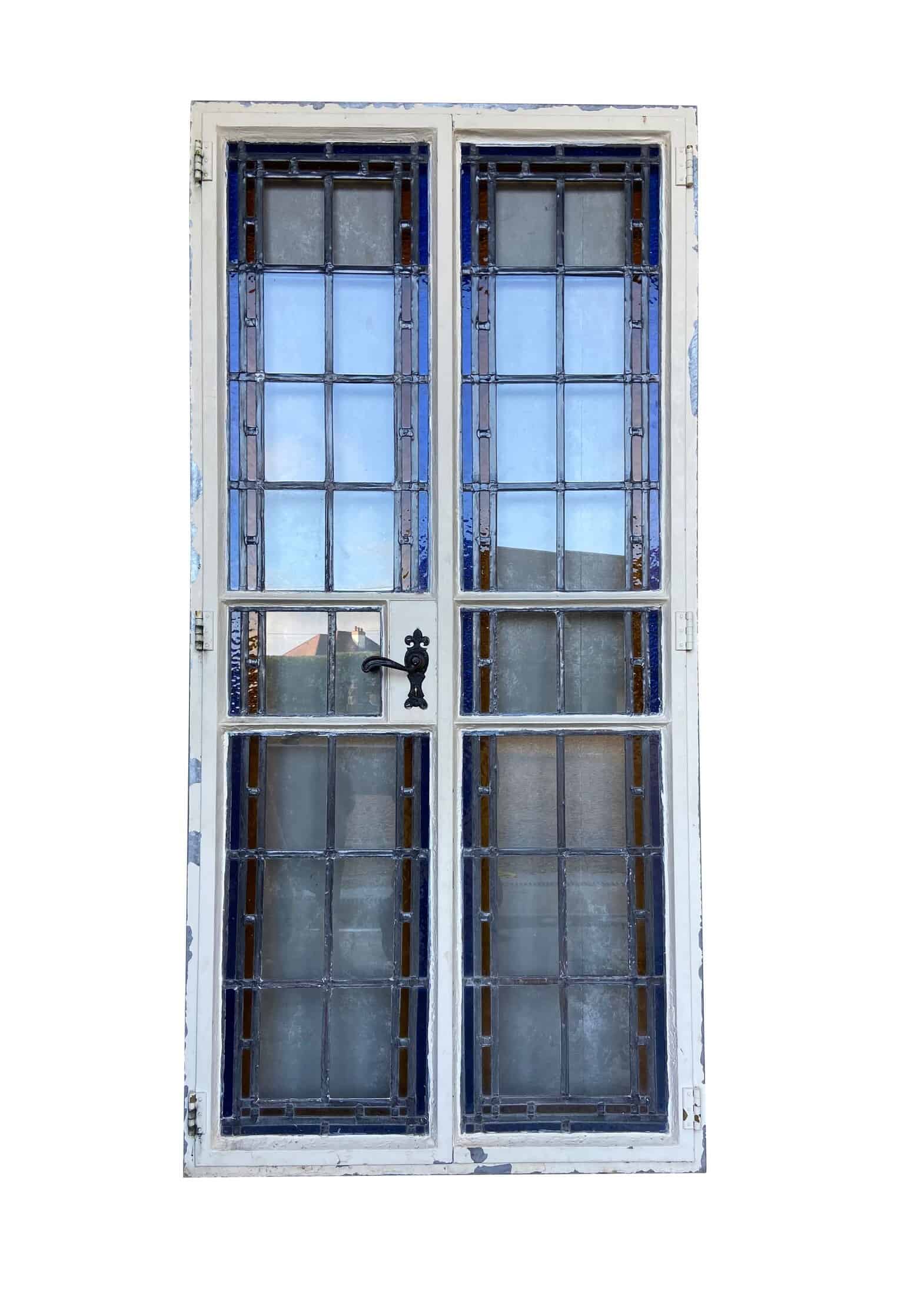 Reclaimed Excellent Leaded Glass Double Crittall Doors