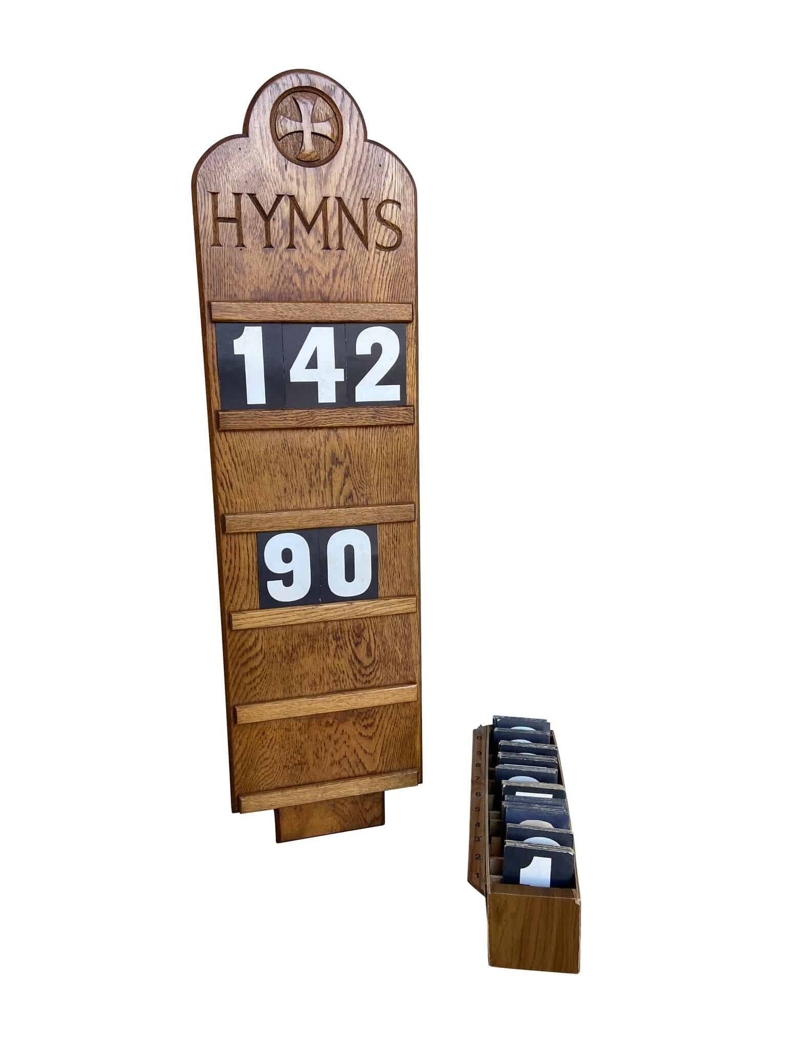 Antique Victorian Church Hymn Board & Box Of Numbers