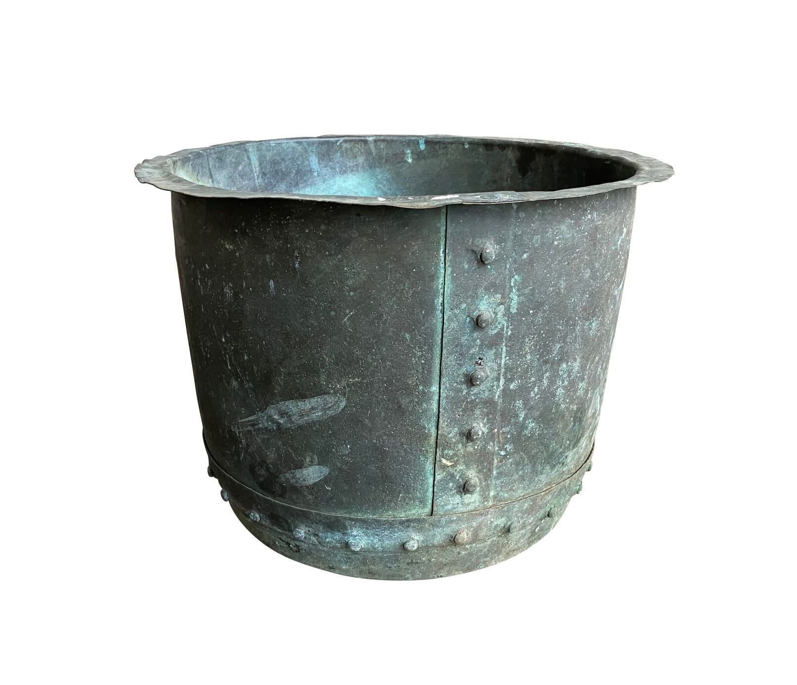 Victorian Outdoor Copper Riveted Garden Pot / Planter - 9787