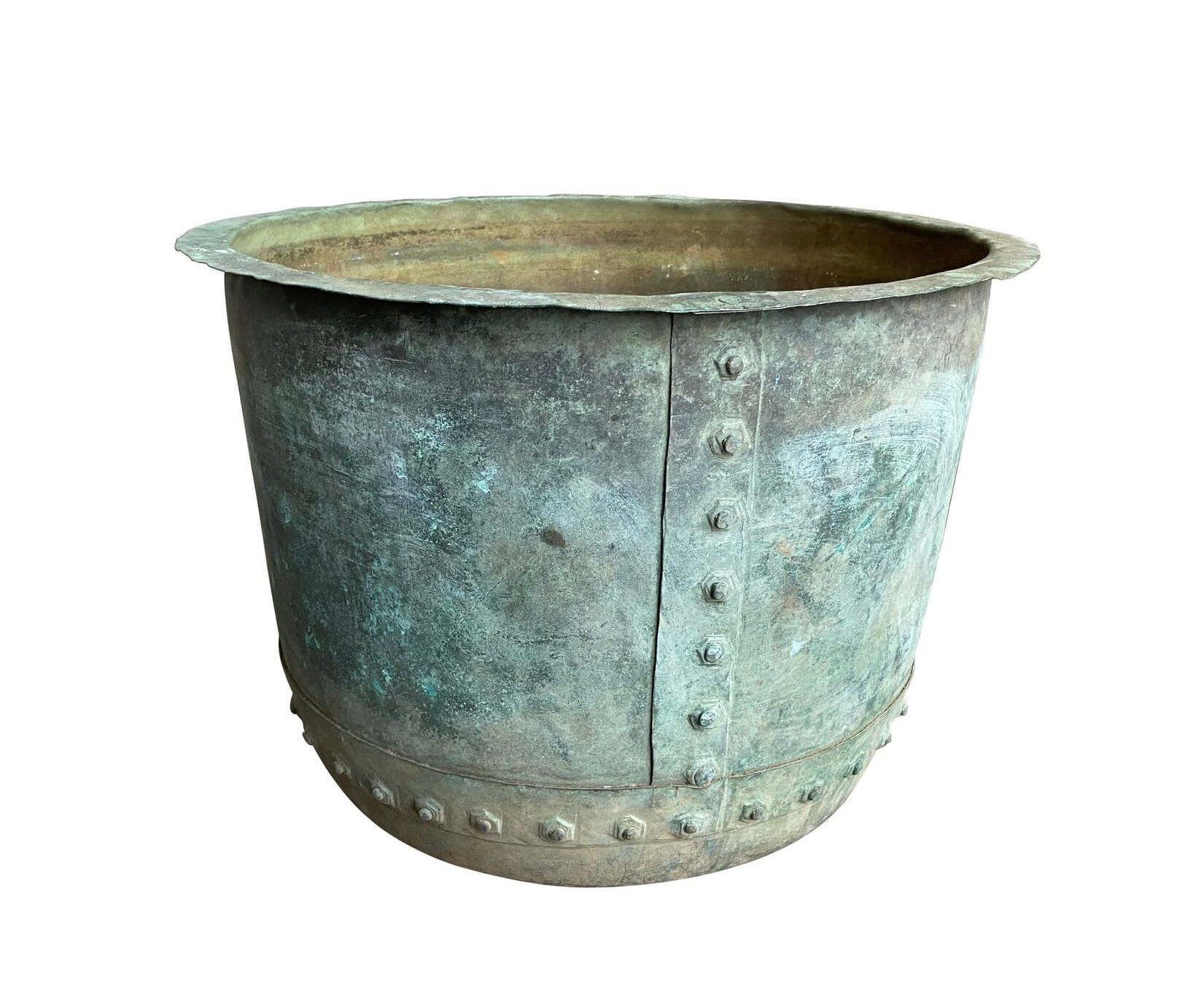 Outdoor Victorian Copper Riveted Garden Pot / Planter - 9788
