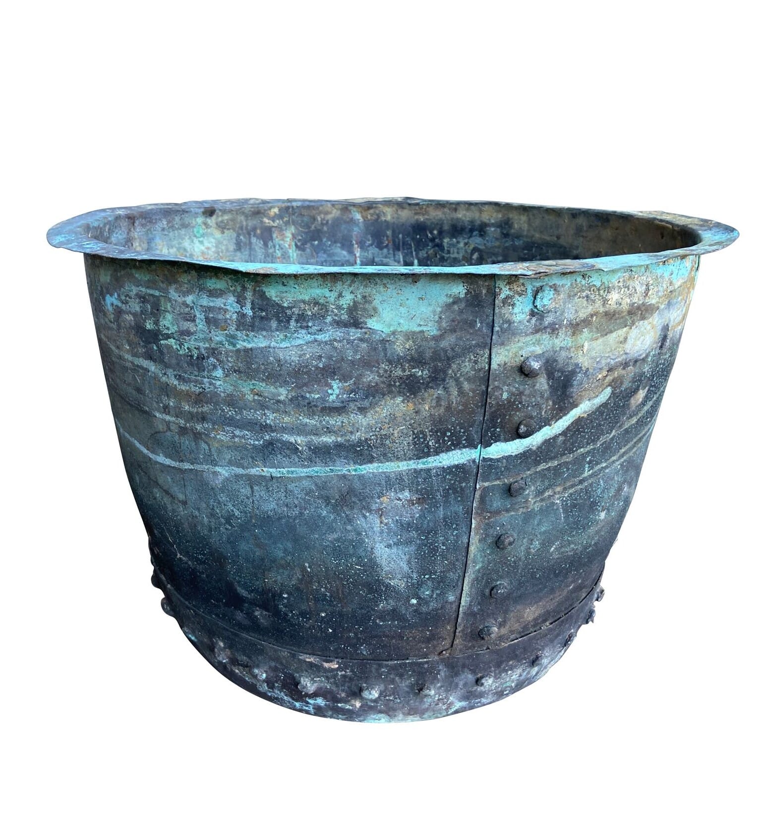 Early Victorian Copper Riveted Garden Pot / Planter - 9800