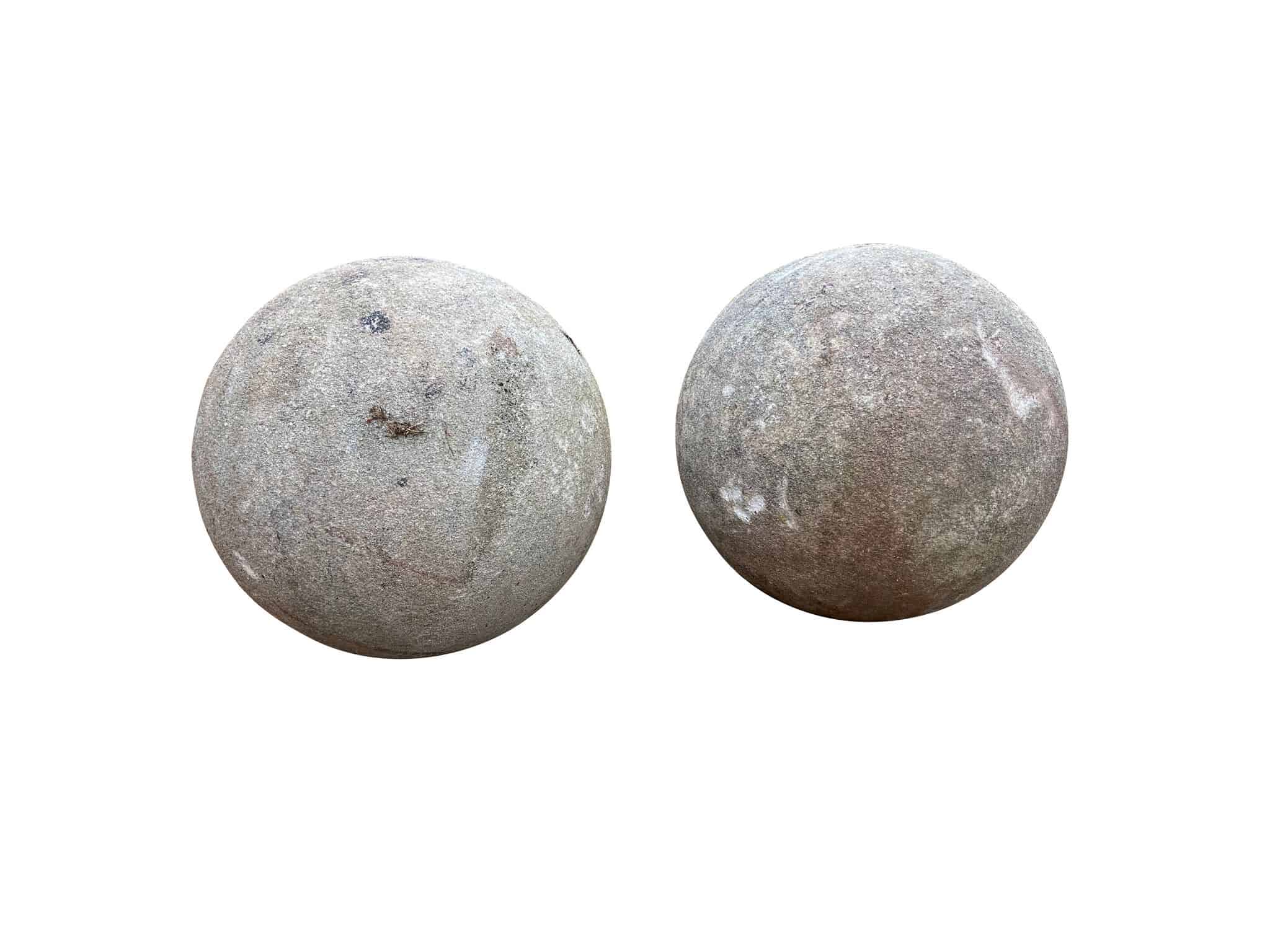 Pair of Garden Reclaimed Cast Stone Balls