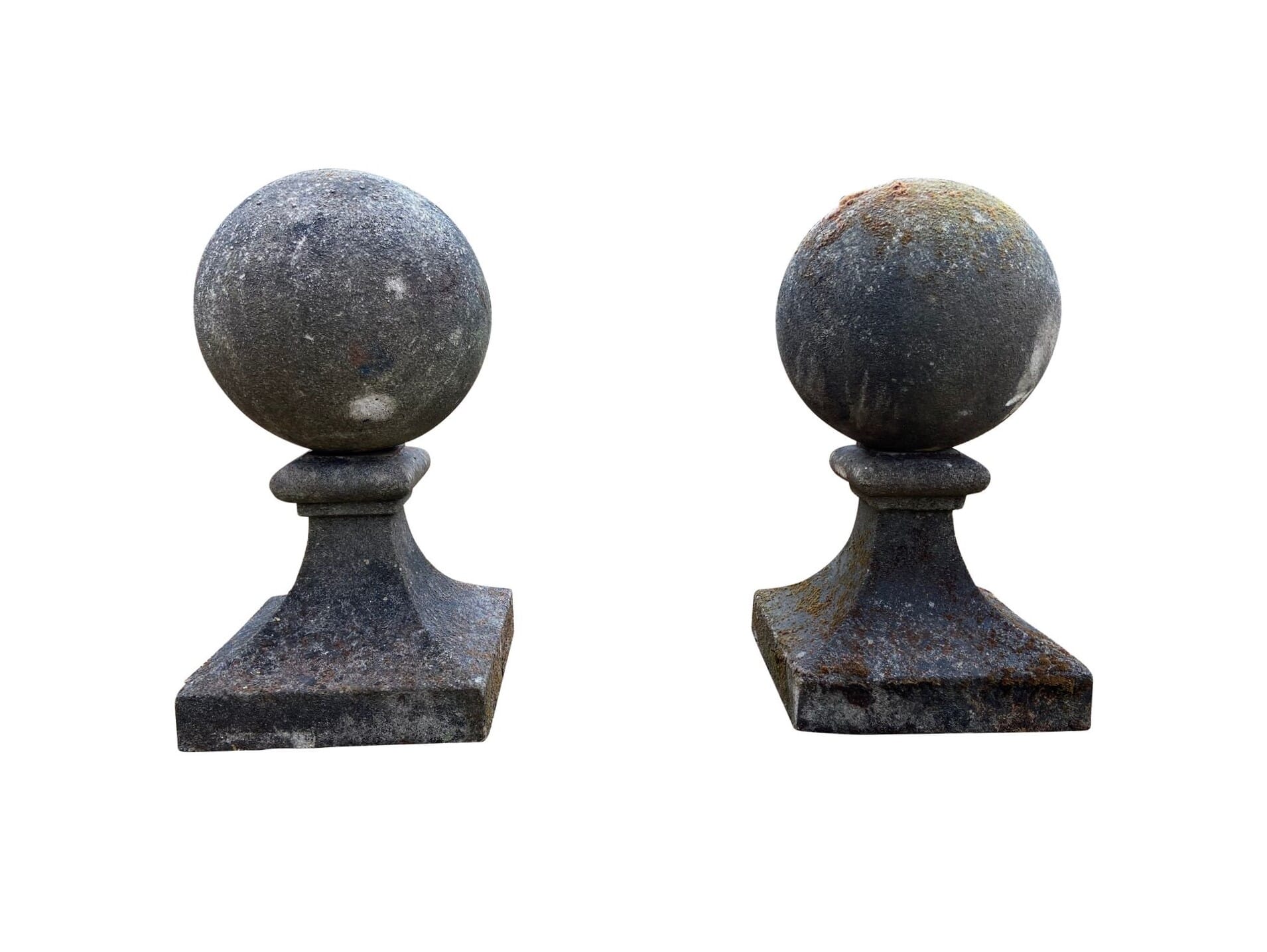 Excellent Pair of Reconstituted Stone Ball Finials - 9831