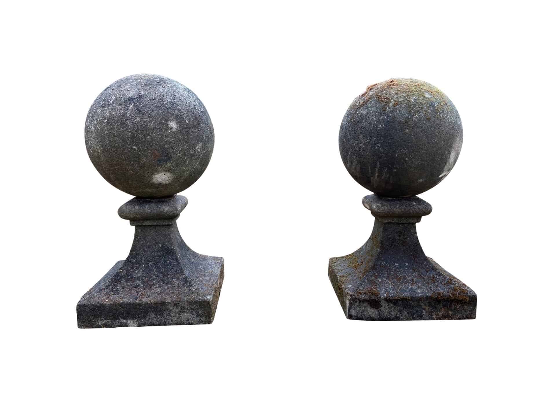 Excellent Pair of Reconstituted Stone Ball Finials