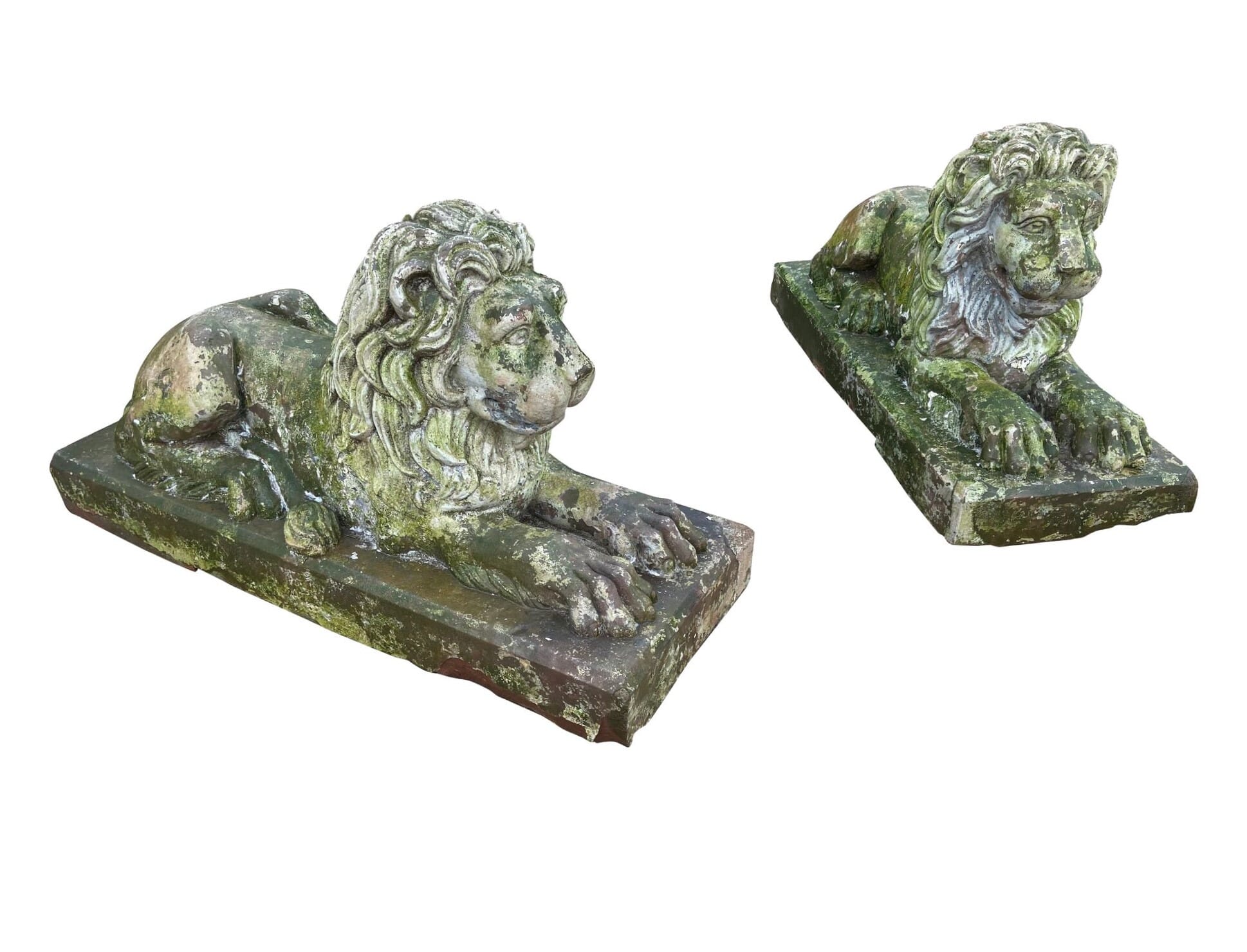 Antique Unique Hand Carved Solid Stone 19th Century Lions - 9809