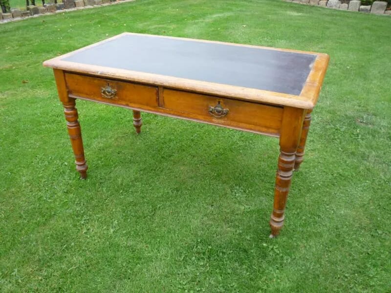 Antique Reclaimed Pine Office Desk / Table with Drawers - 4263