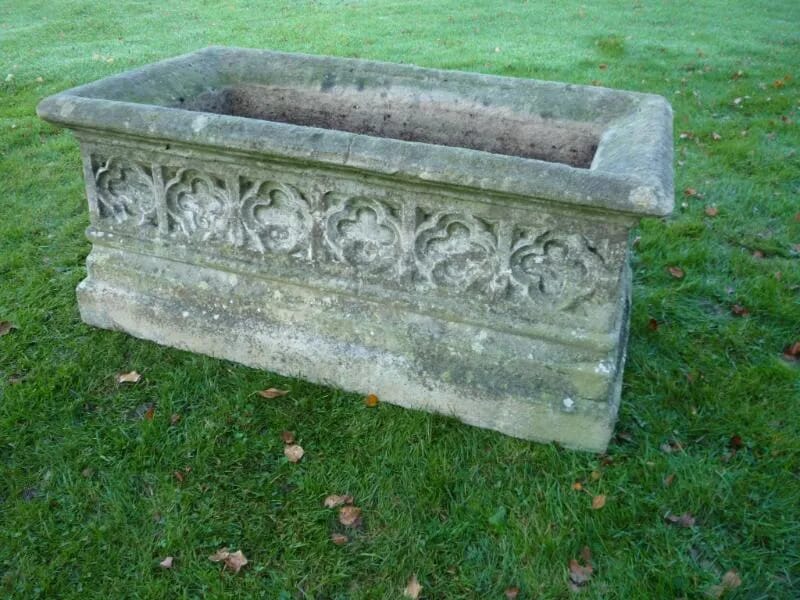 A vintage chilstone double length gothic revival trough - 4338