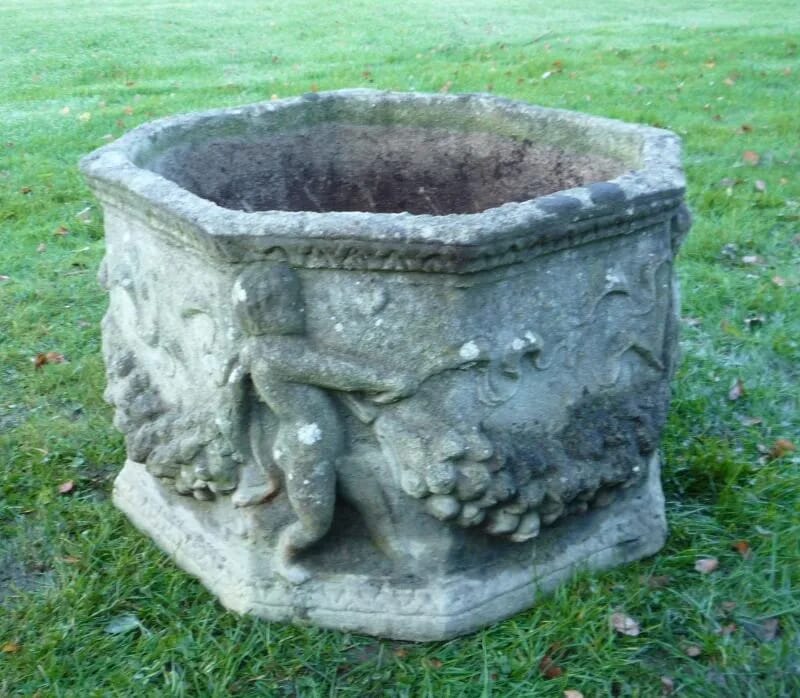 A vintage chilstone octagonal florentine jardiniere - 4356