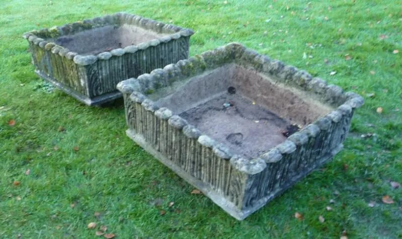 pair of chilstone regency square troughs on ball feet - 4336