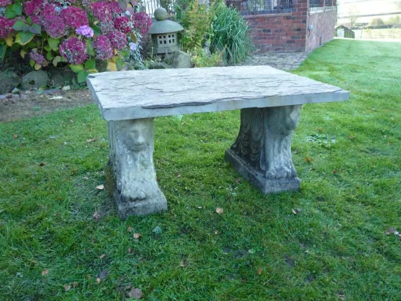 A vintage chilstone slate topped low garden table - 4325