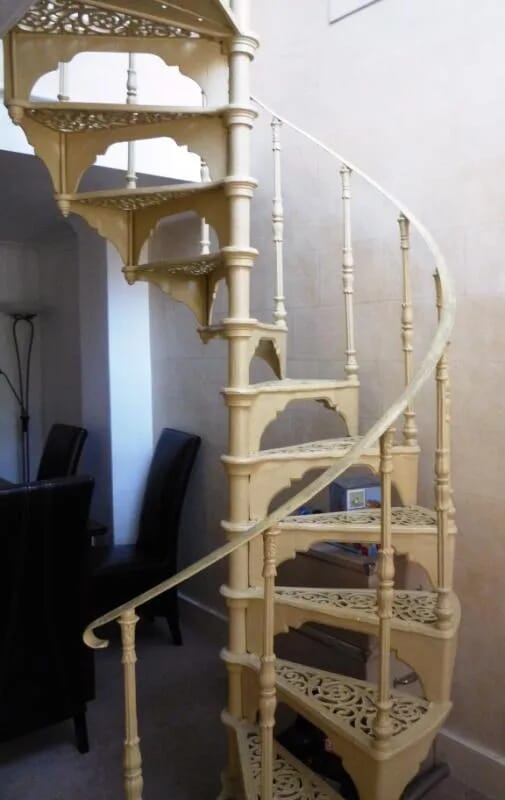 Salvaged cast iron spiral staircase with a balcony - 4386
