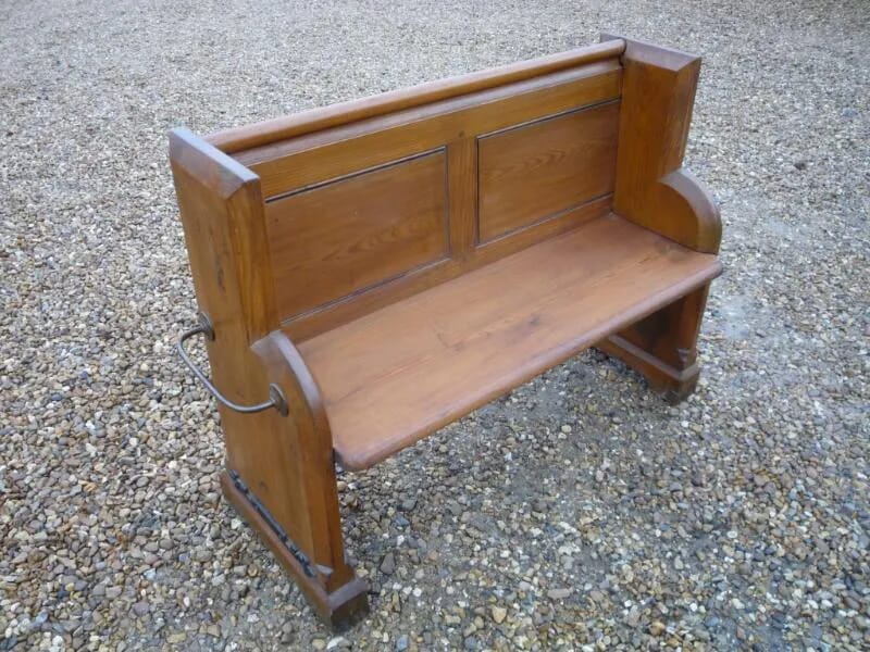 Antique Pitch Pine Reclaimed Church Pew - 4396