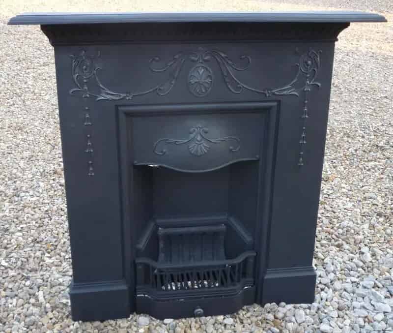 Large Reclaimed Antique Cast Iron Combination Fireplace