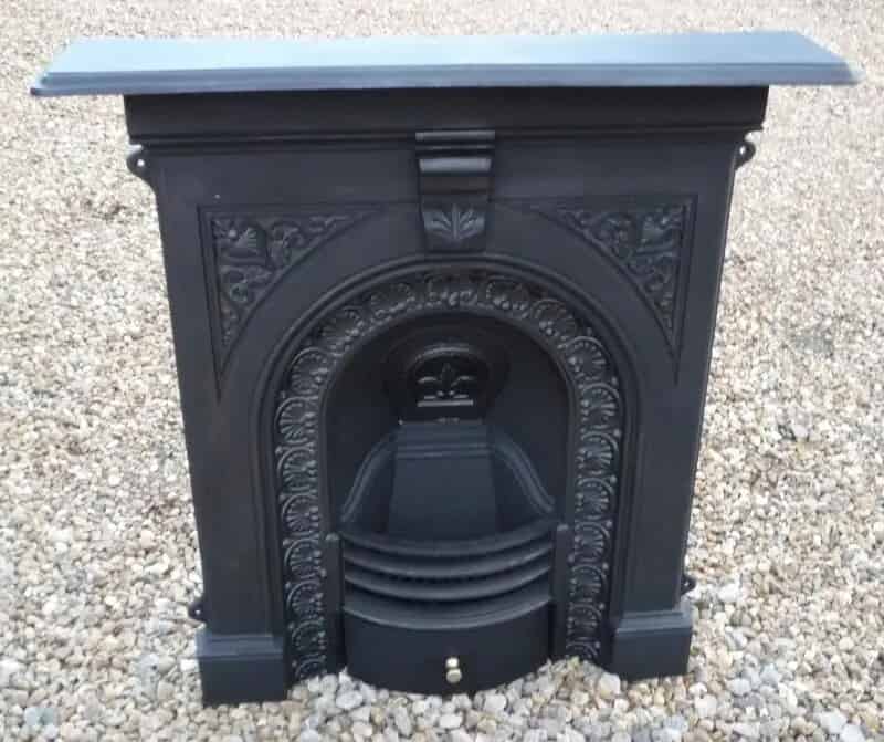 Salvaged Antique Cast Iron Combination Arched Fireplace