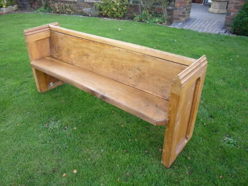 Large Antique Oak Church Pew St Nicolas Church, Nuneaton - 4431