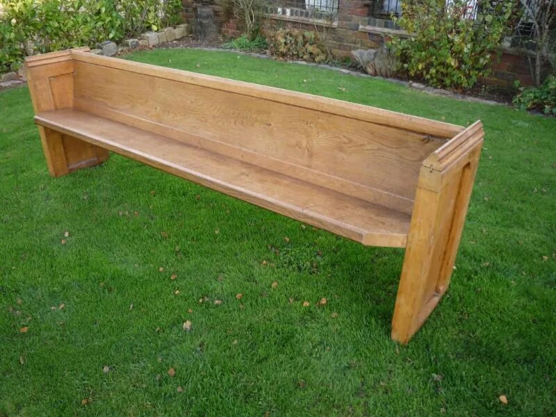 Long Antique Oak Church Pew St Nicolas Church, Nuneaton - 4432