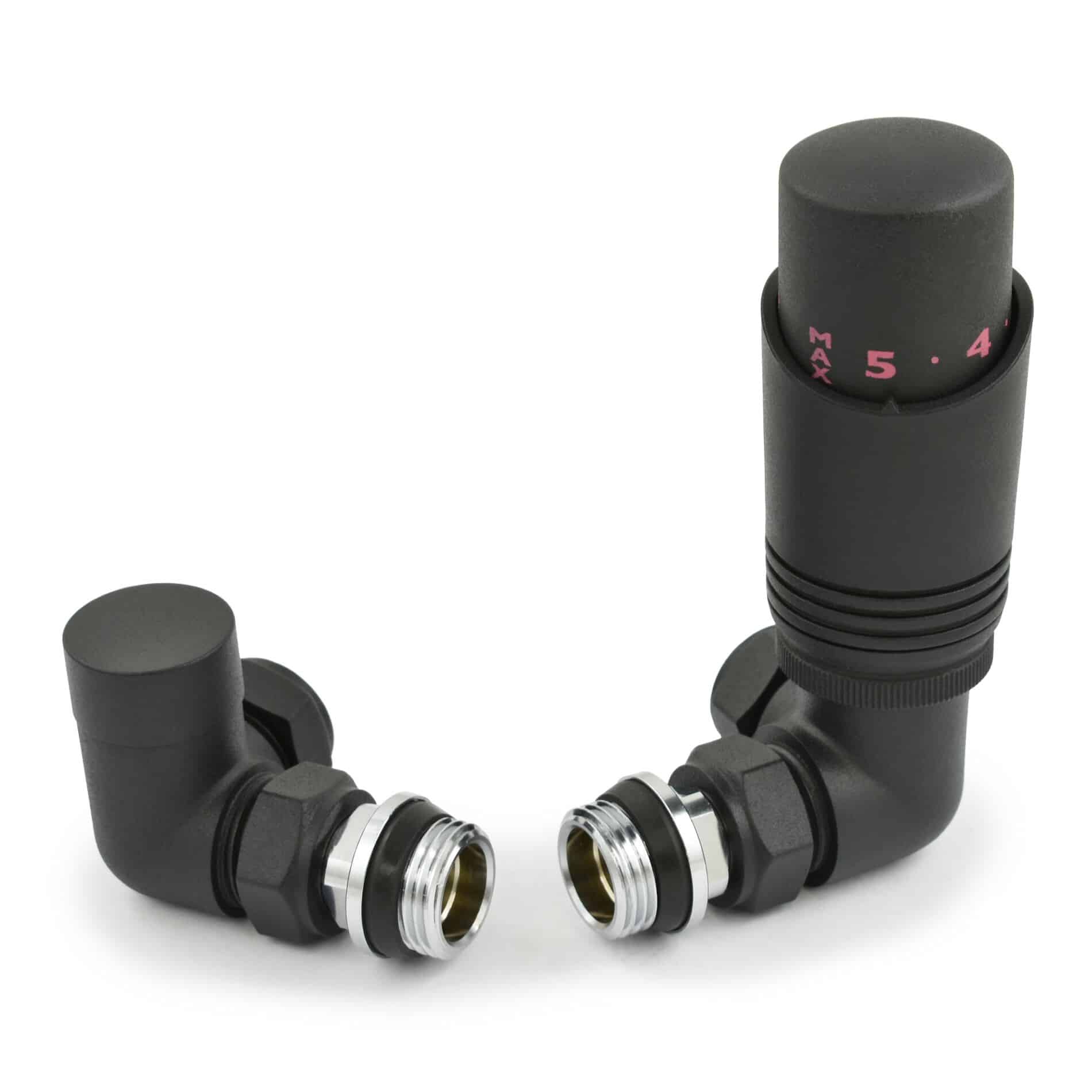 Delta Textured Black Finish TRV Corner Radiator Valves