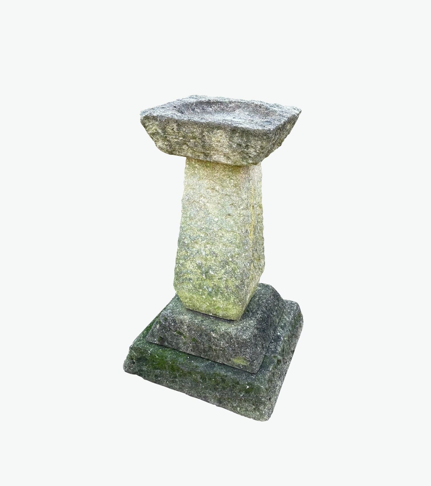 Ornate Outdoor Hand Carved Solid Stone Garden Bird Bath - 9860
