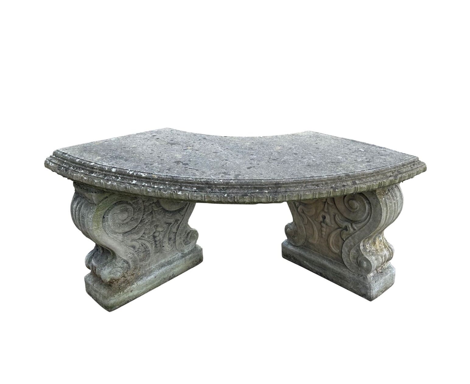 Lovely Reconstituted Stone Curved Outdoor Garden Bench - 9863