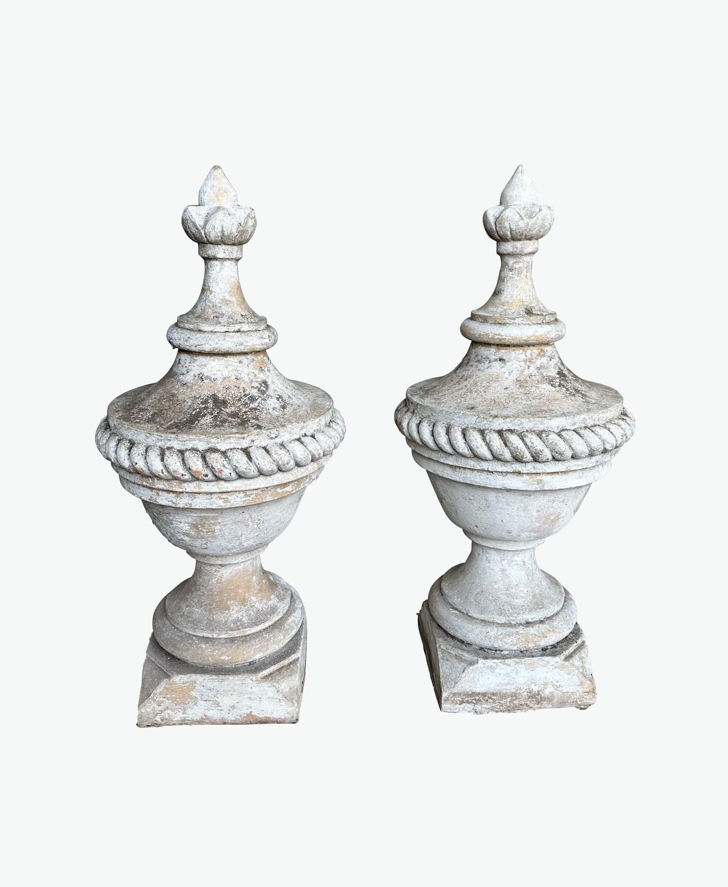 Pair of Original Buff Terracotta Finials for Entranceway - 9861