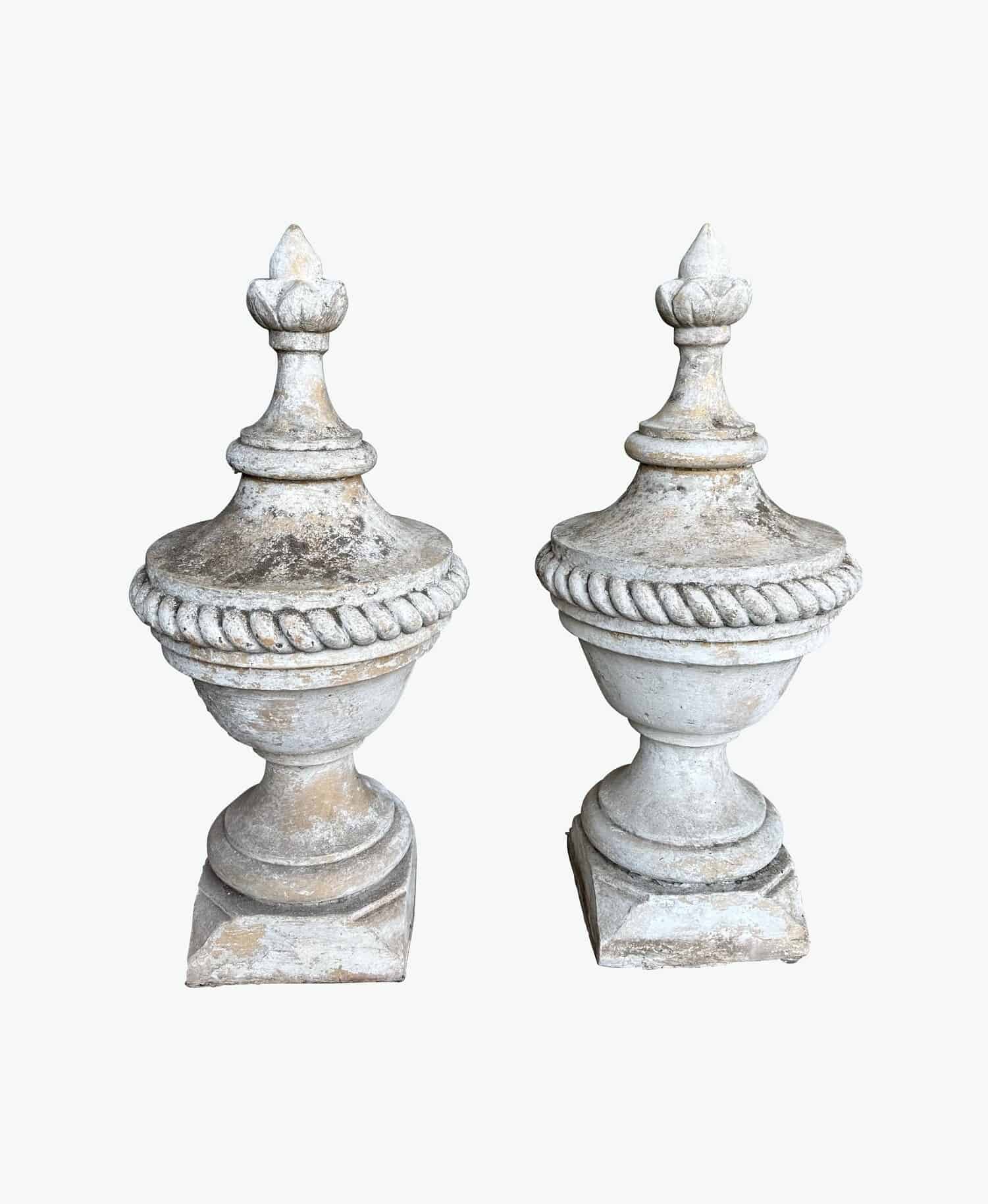 Pair of Original Buff Terracotta Finials for Entranceway