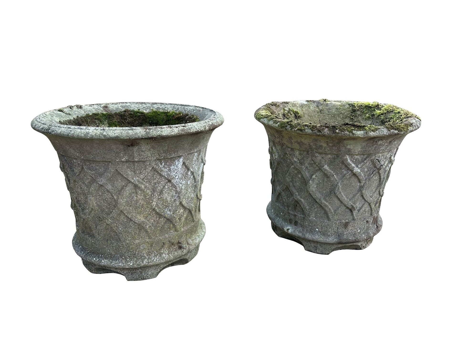 Unique Pair of Reconstituted Stone Garden Planters / Pots - 9870