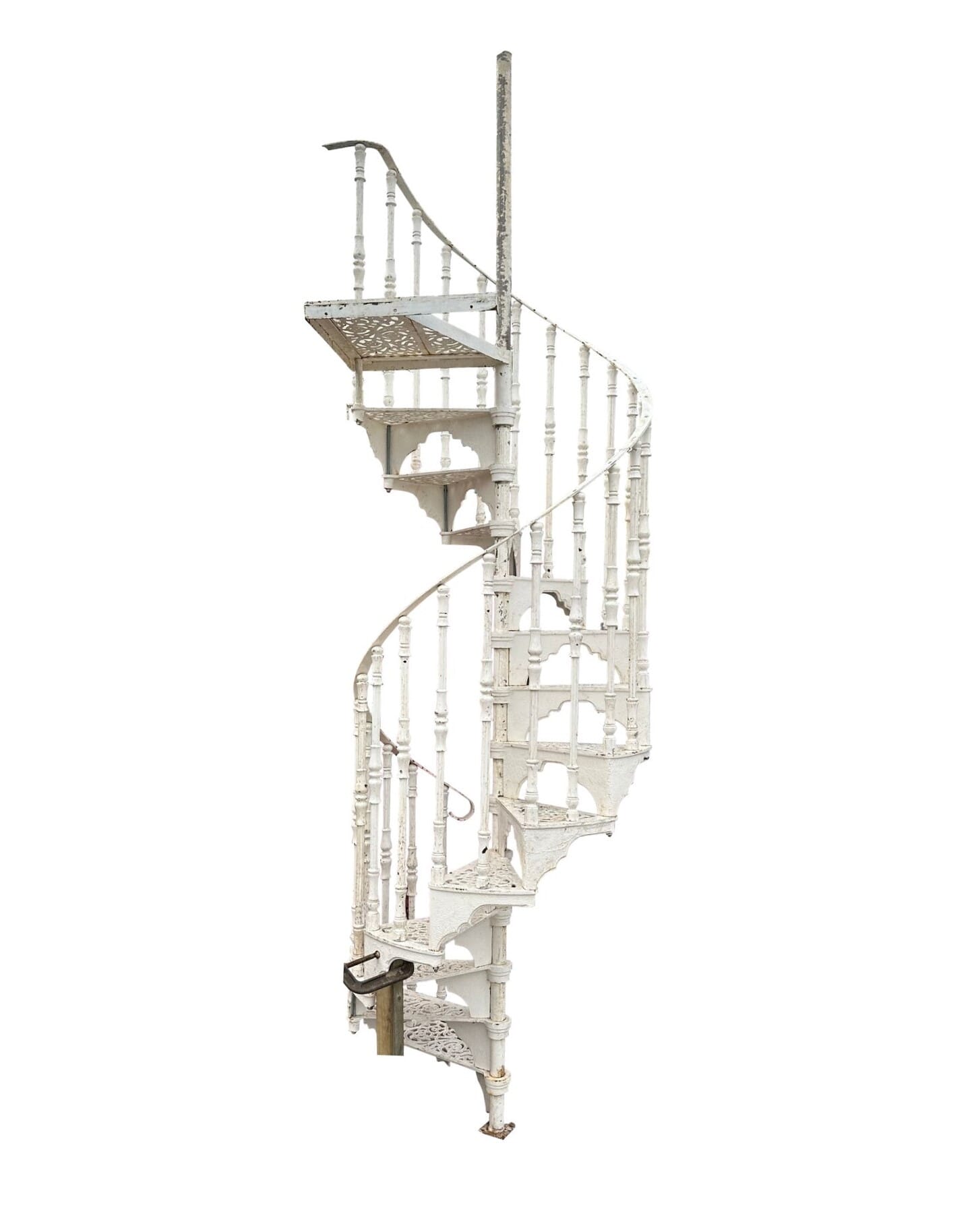 Reclaimed Ornate Cast Iron Spiral Staircase With Landing - 9792