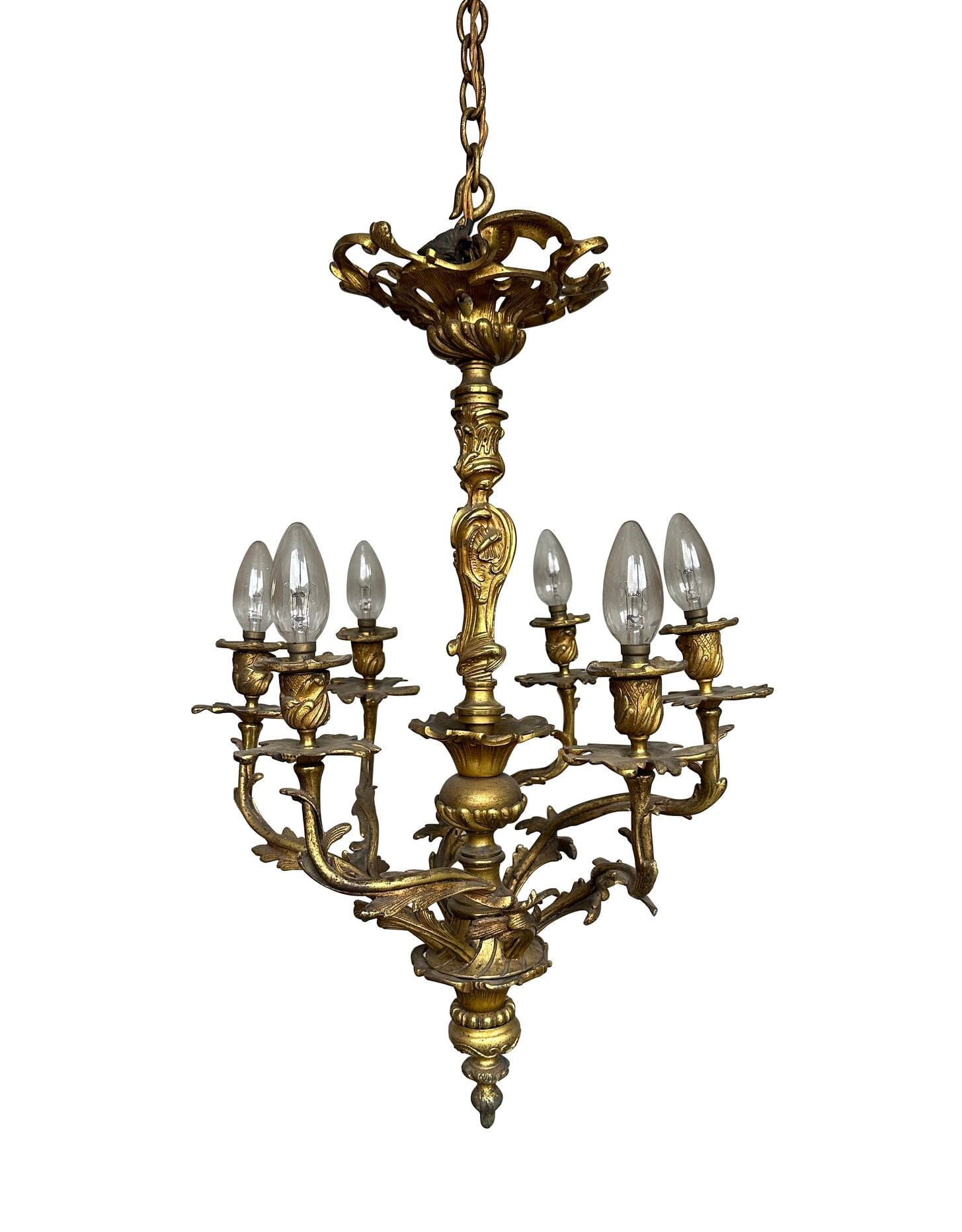 Ornate Antique 6 Arm Ceiling Chandelier - 9871
