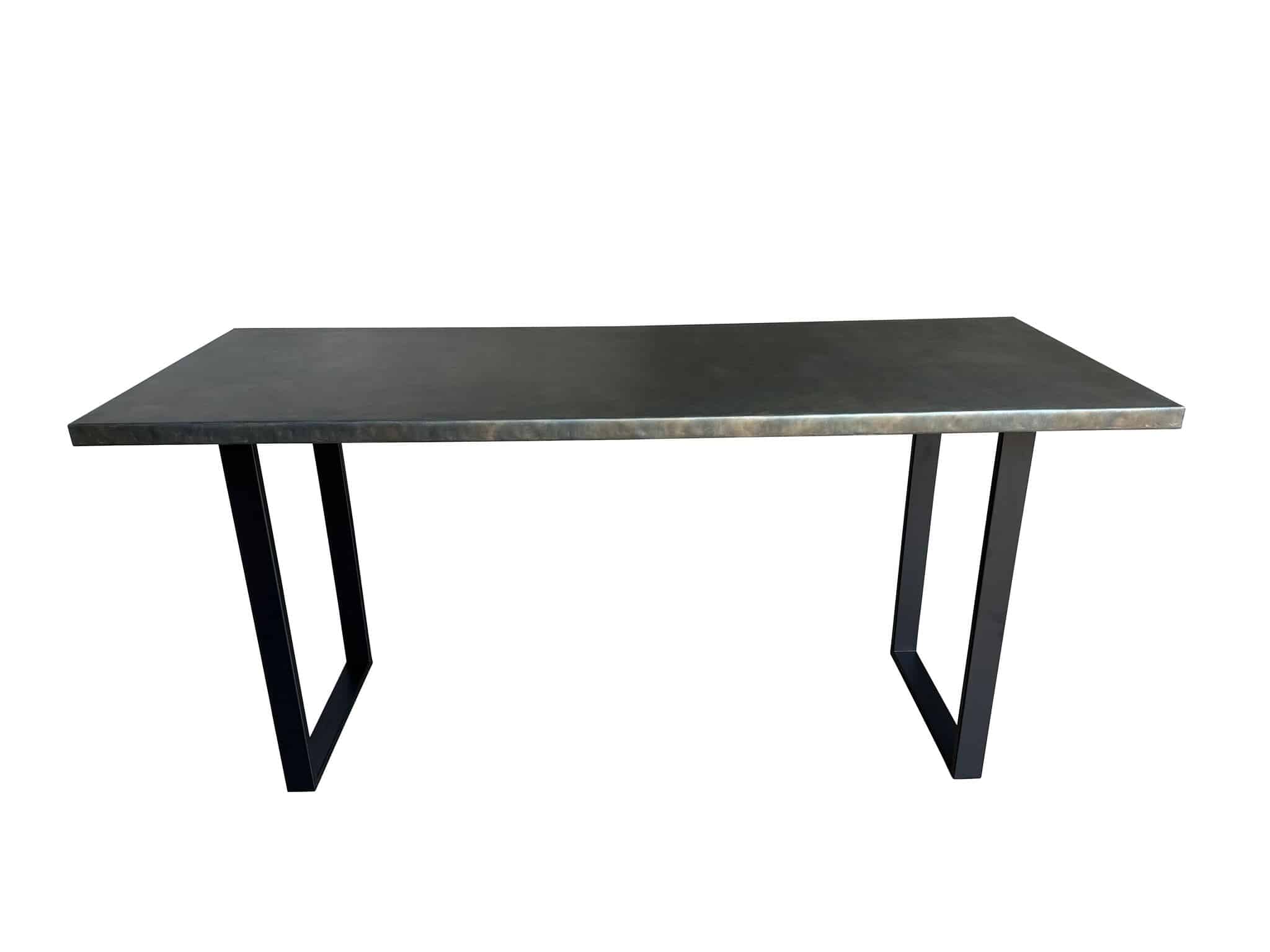Bespoke Antique Zinc Top Table With Metal Square Legs