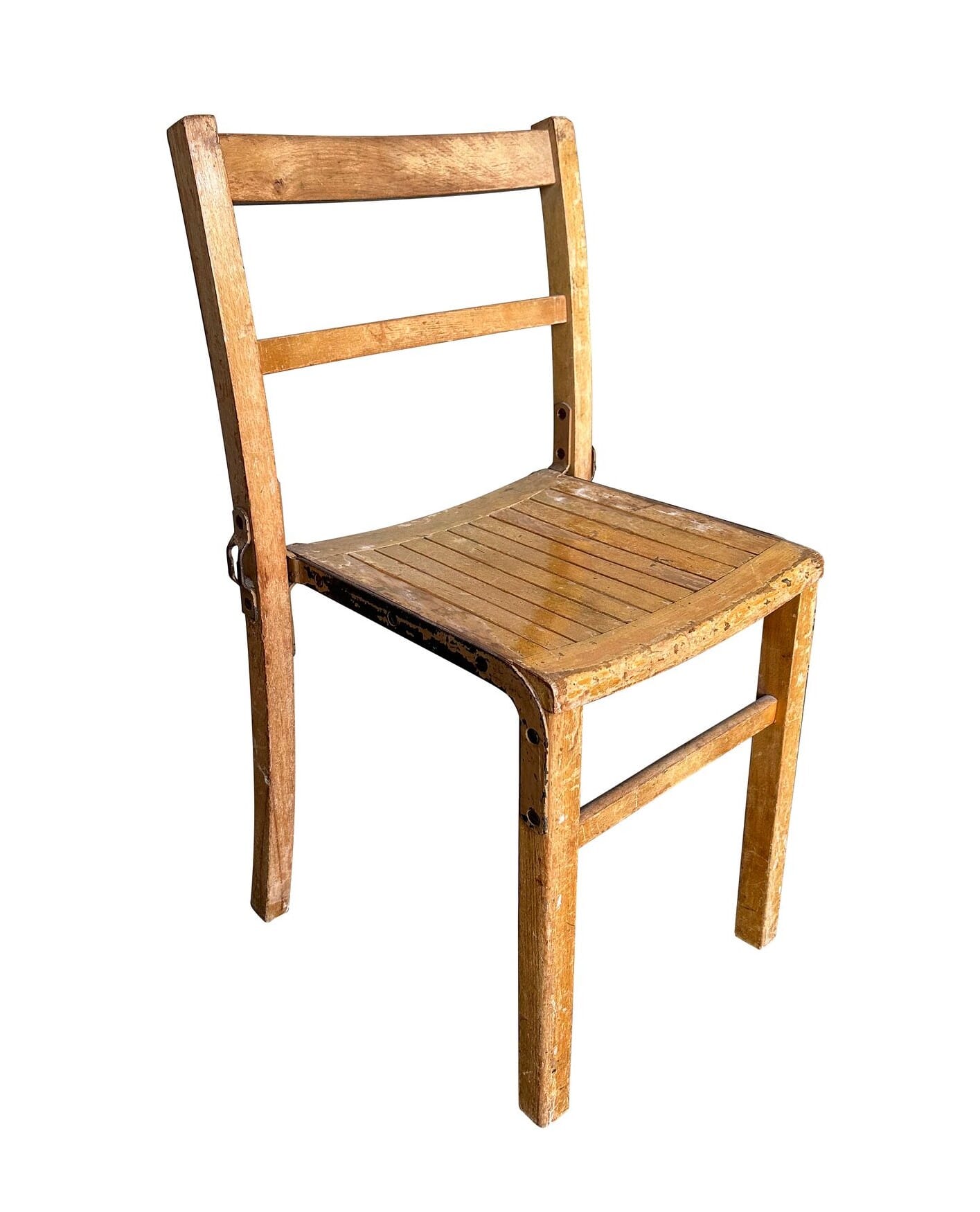 Vintage Reclaimed Wooden & Iron Stacking Chairs - 9713