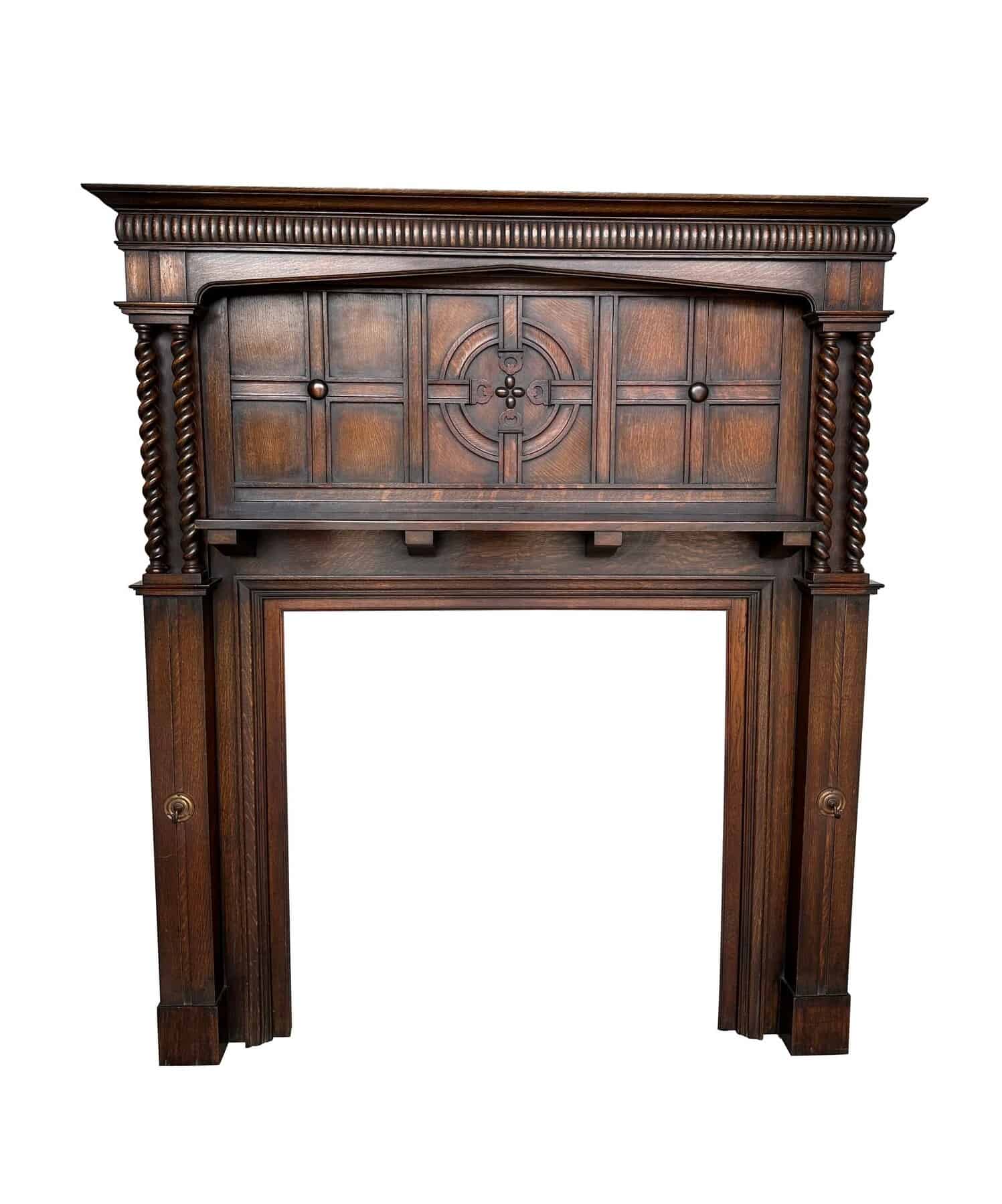 Antique Oak Period Living Room Fire Surround