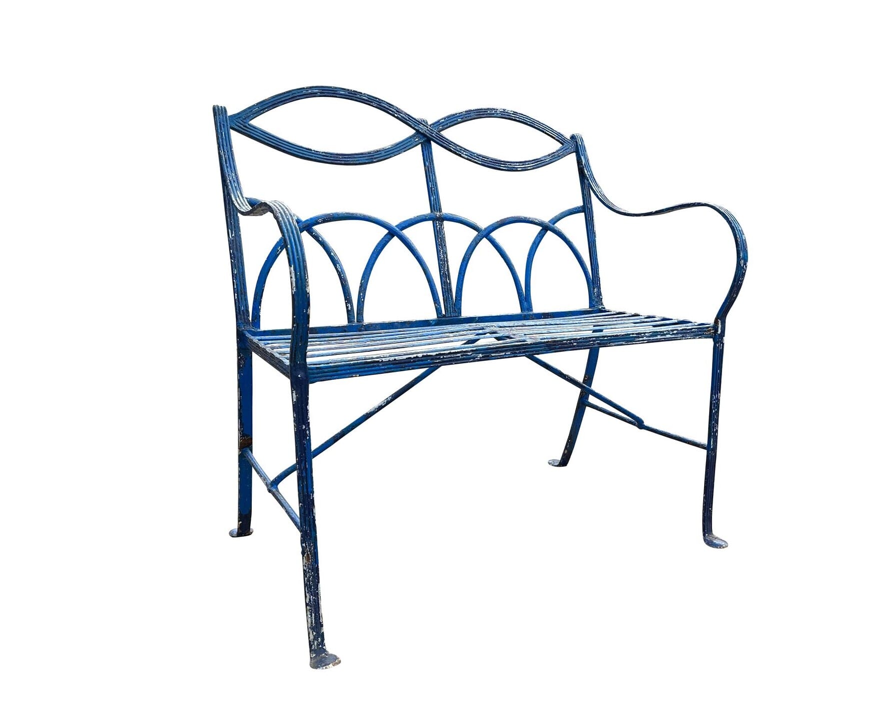 Early Regency Reeded Wrought Iron Garden Bench - 9802