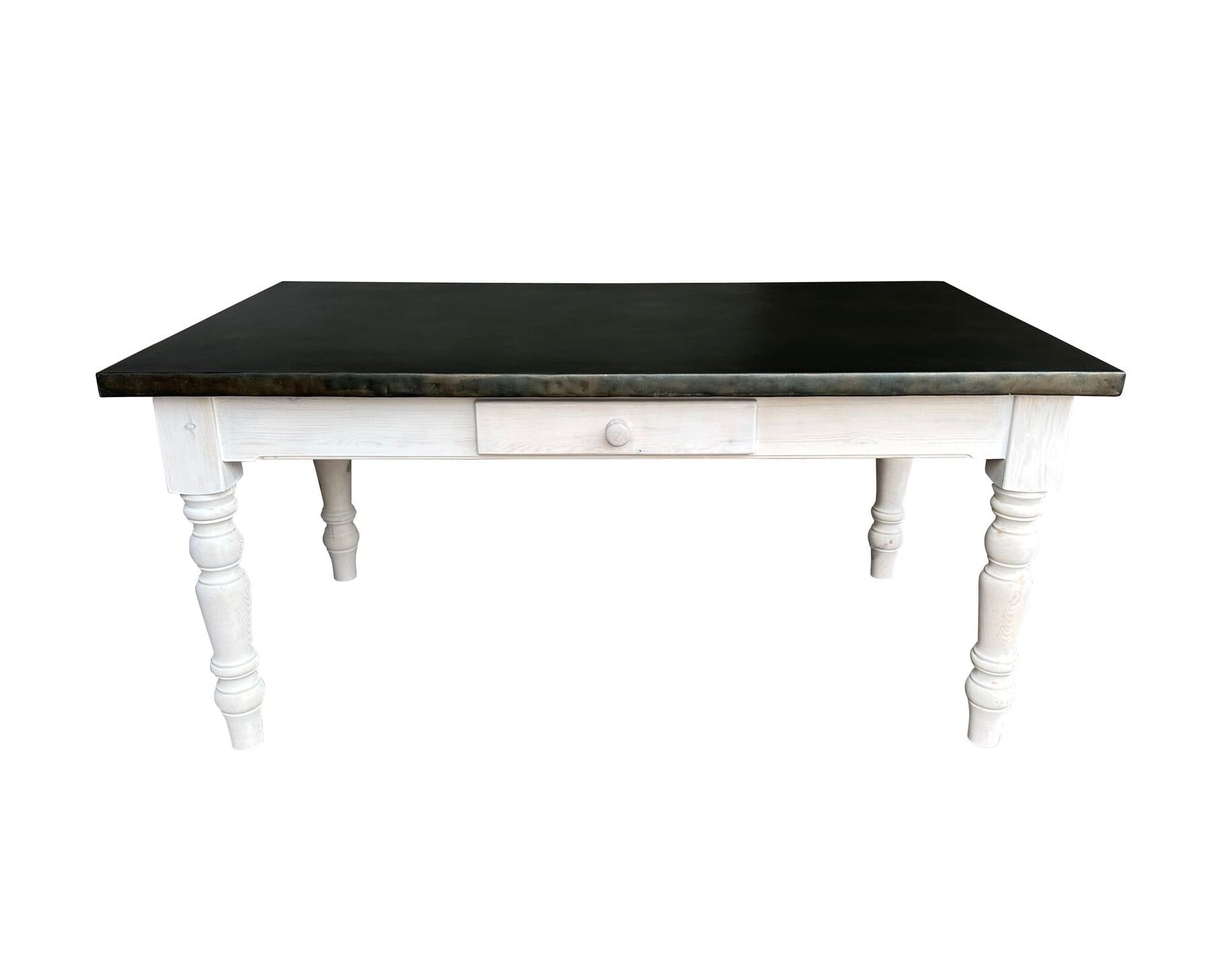 Bespoke Antique Zinc Dining Table With Drawers - D2078