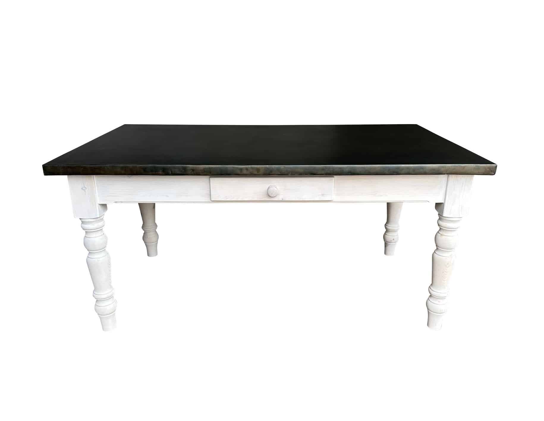Bespoke Antique Zinc Dining Table With Drawers