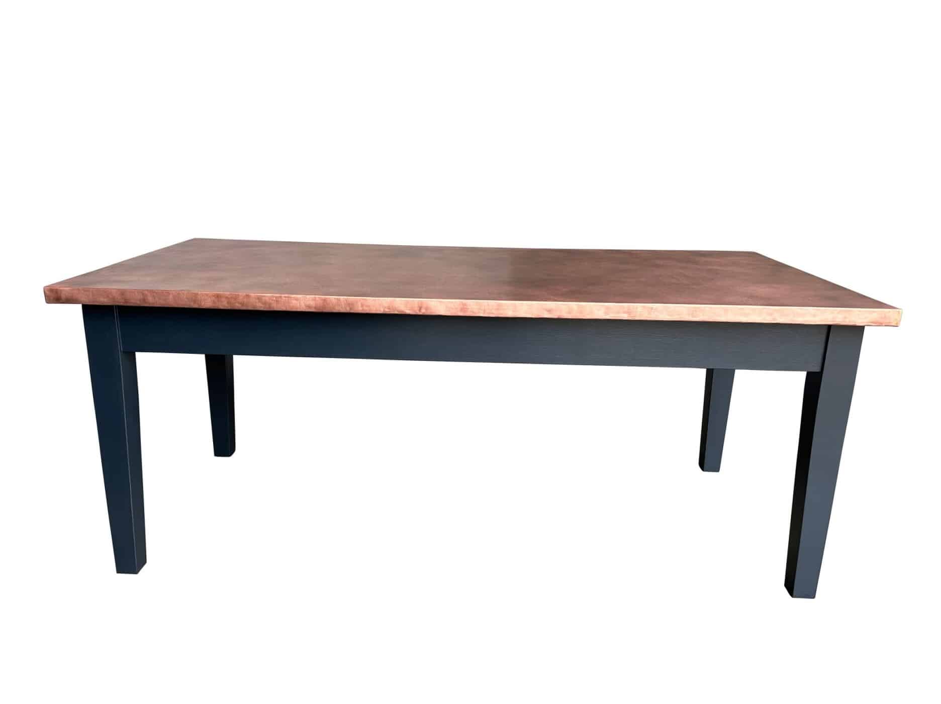 Bespoke Copper Top Dining Table With Painted Base