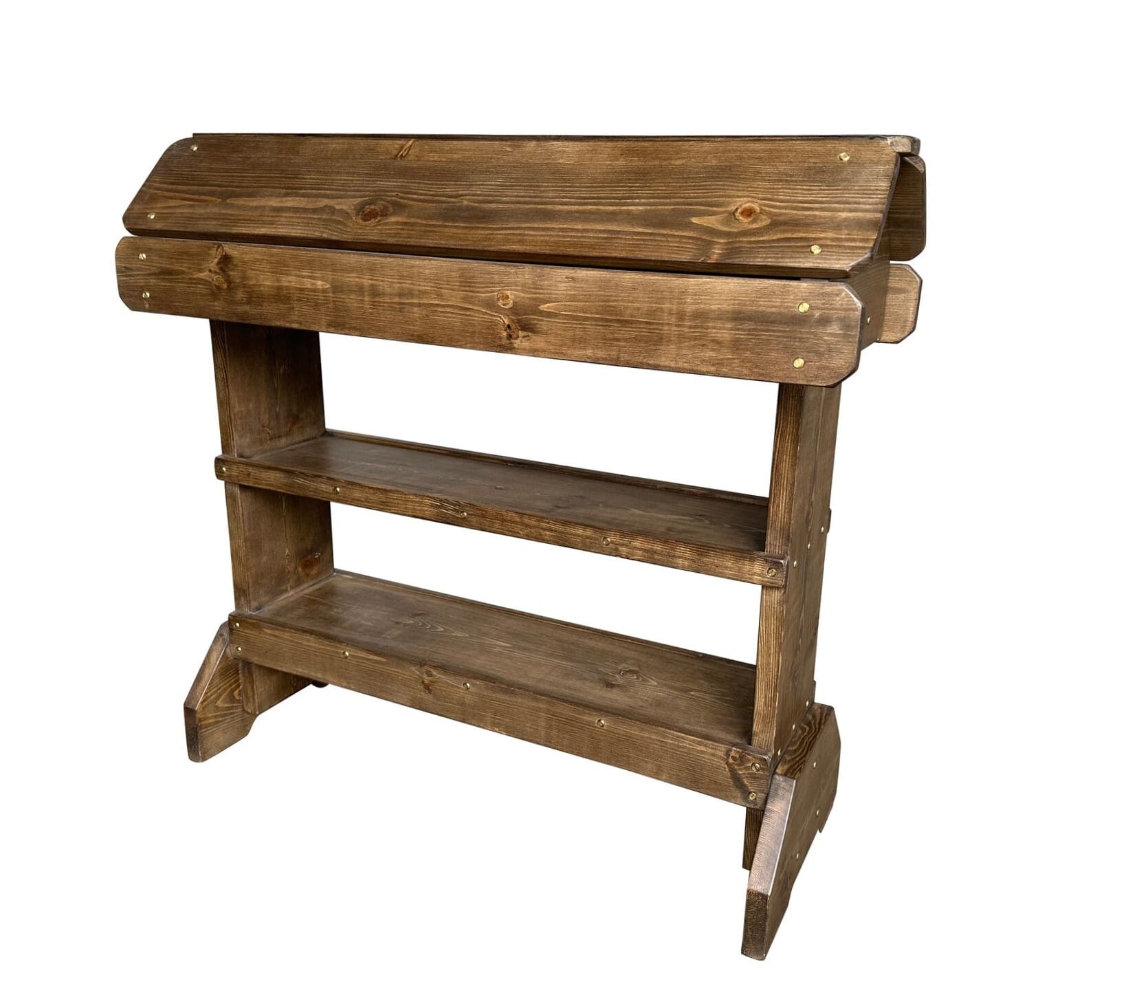 Bespoke Reclaimed Pine Twin Saddle Rack & Shelves - D2080