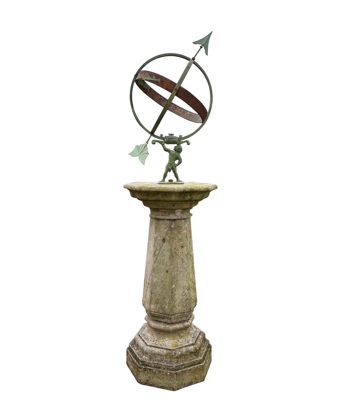 Large Garden Hand Carved Solid Stone Armillary Sundial - 9919