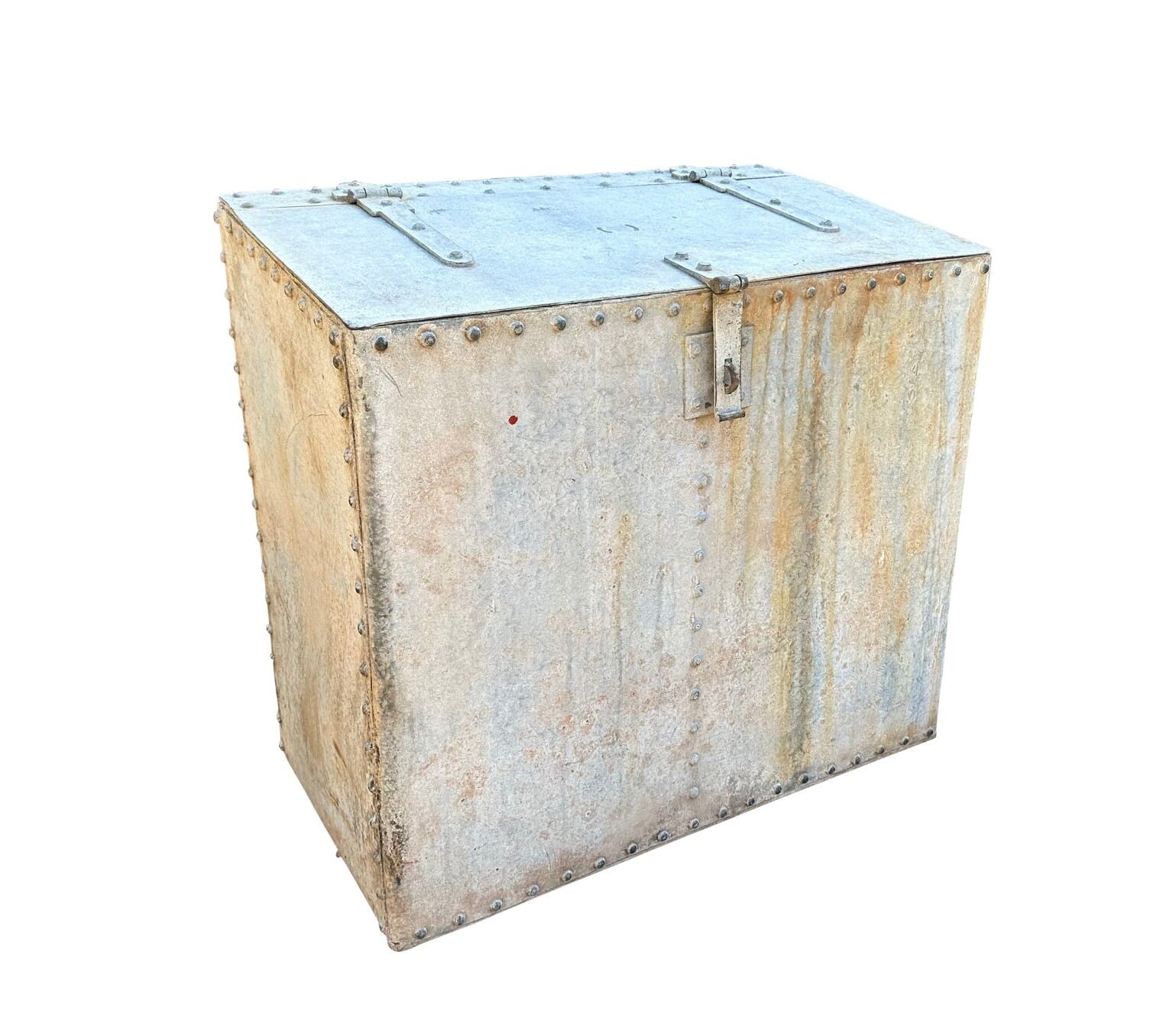 Antique Solid Galvanised Coal or Log Store With Lid - 9928