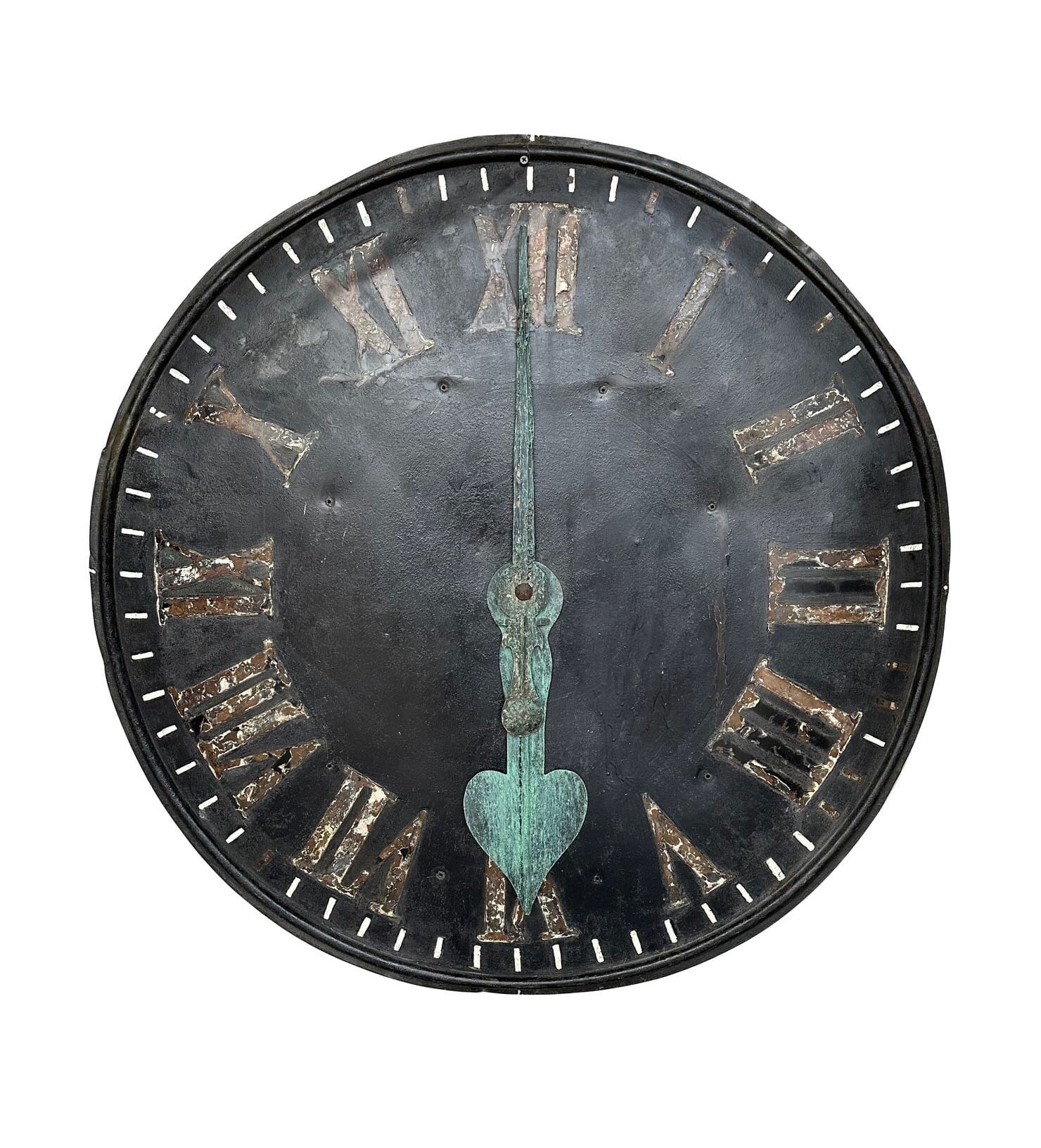 Early Victorian Copper Wall Mounted Clock Face With Hands - 9867