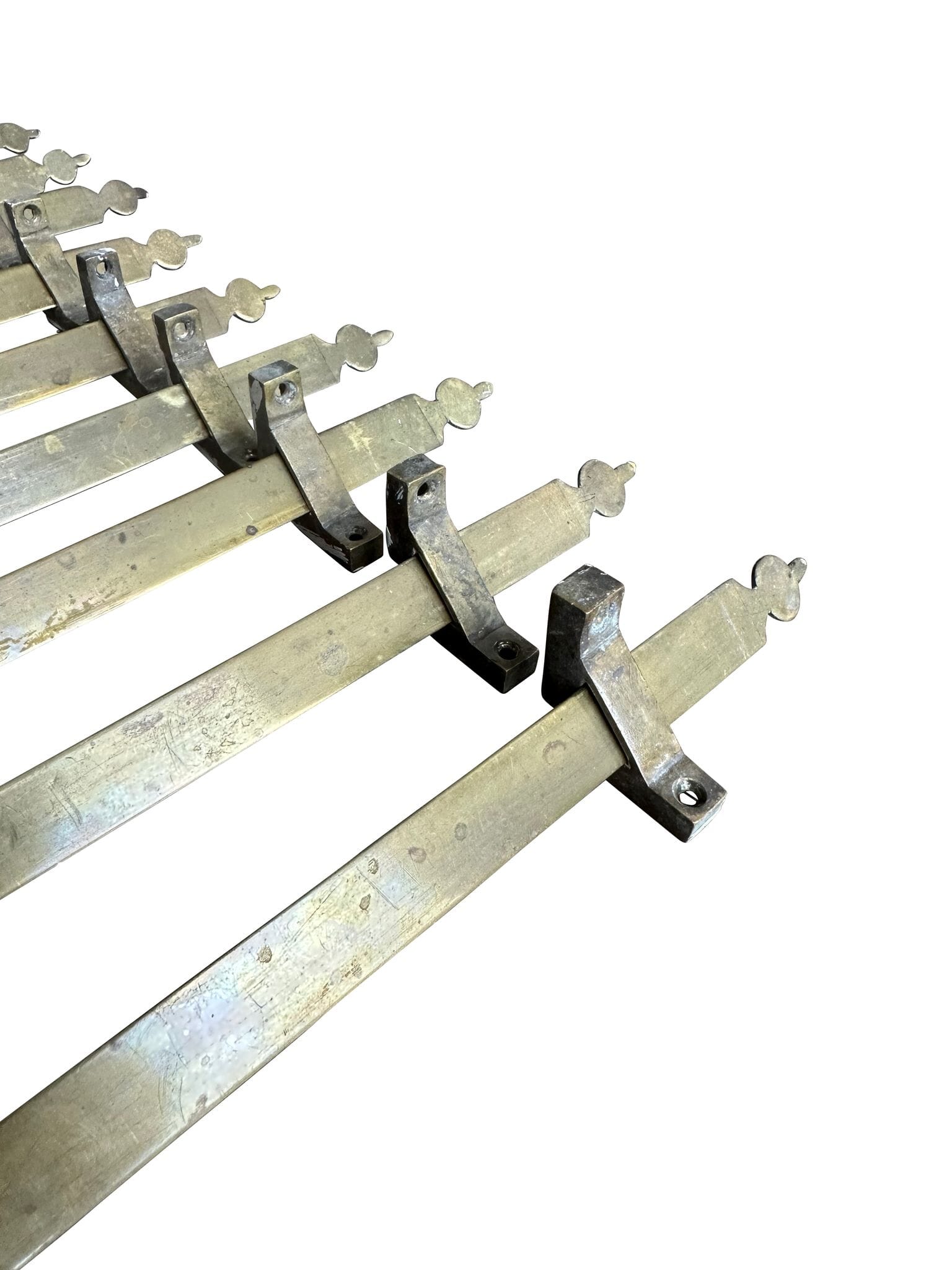 Vintage Set of 13 Brass Stair Rods with Fixing Brackets - 9896