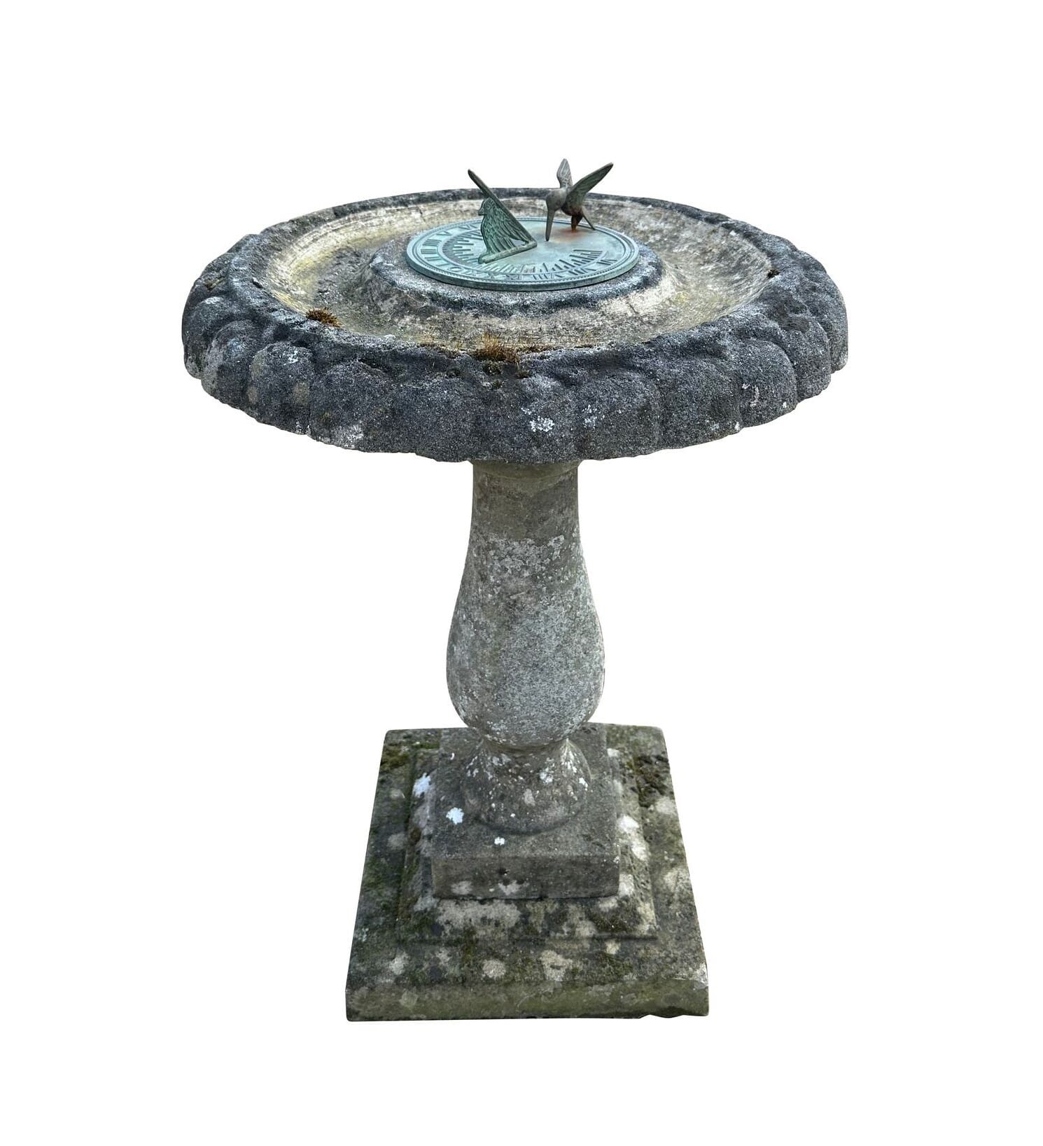 Reconstituted Stone Garden Bird Bath and Sundial - 9949