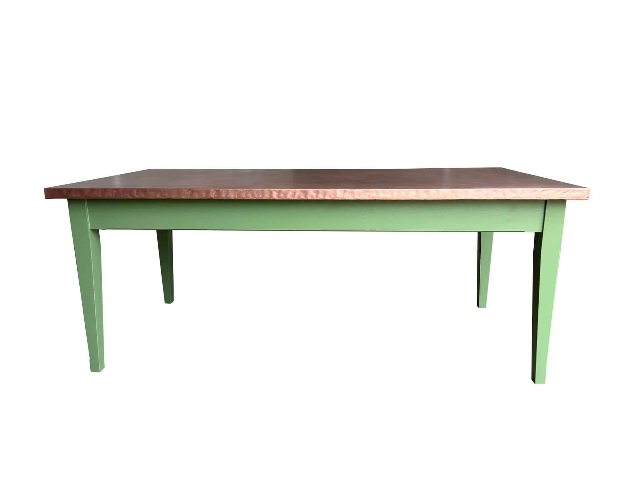 Handmade Copper Top Industrial Table With Painted Base