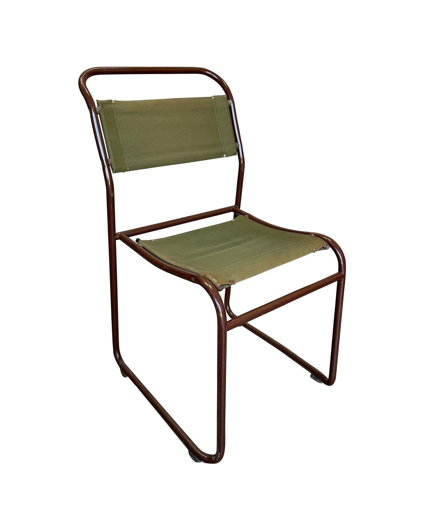 Reclaimed Industrial Cox Steel & Canvas Stacking Chairs - 9973C