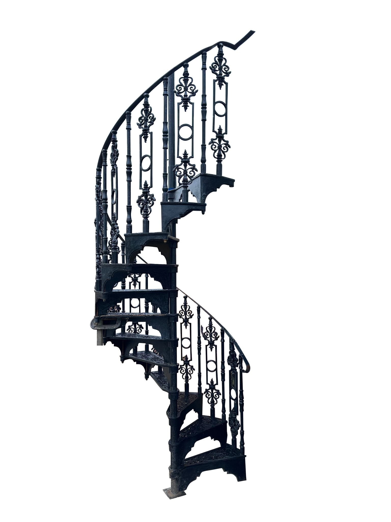 Salvaged Cast Iron Elite Spiral Staircase With Balcony - 9786