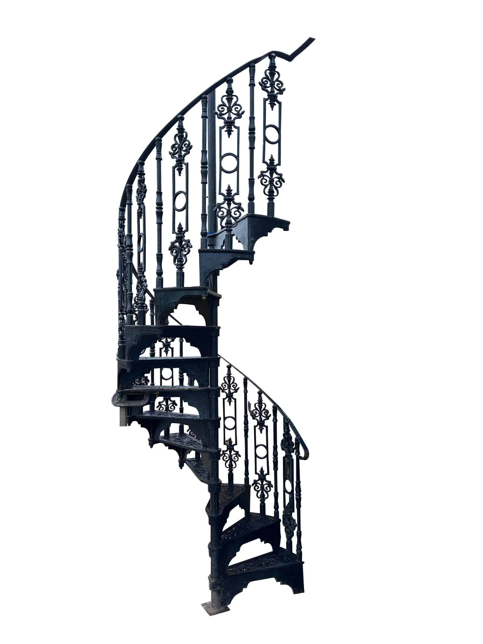 Salvaged Cast Iron Elite Spiral Staircase With Balcony