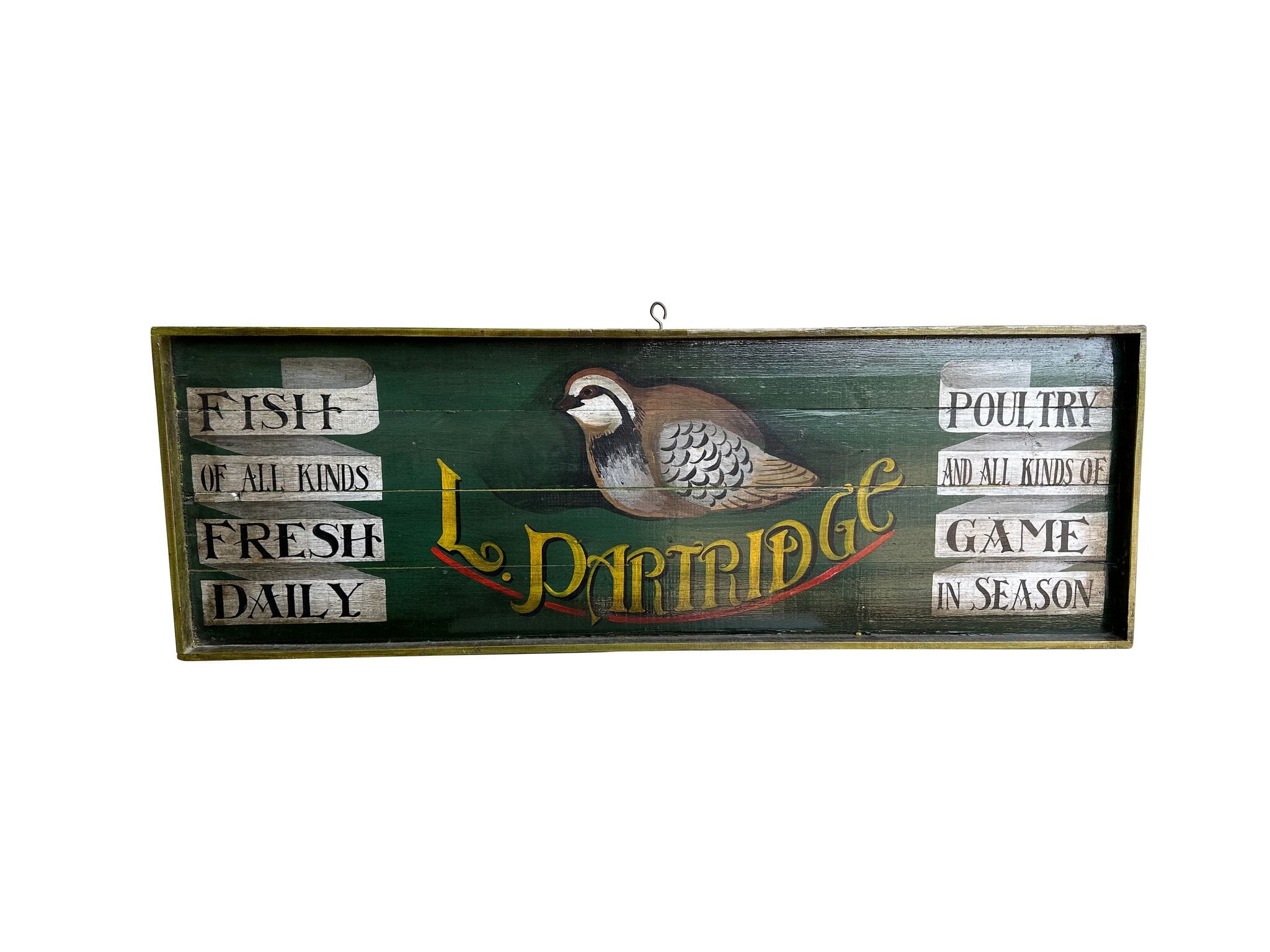 Vintage Wooden Hand Painted Partridge Display Sign - 9993