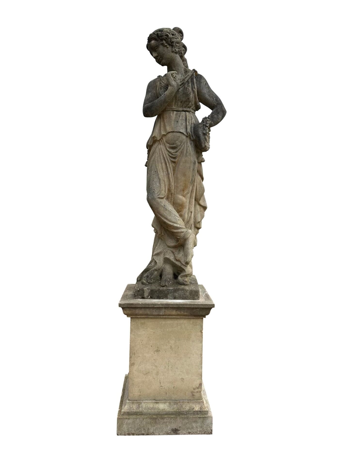 Substantial Haddonstone Classical Lady On Plinth Statue - 9986